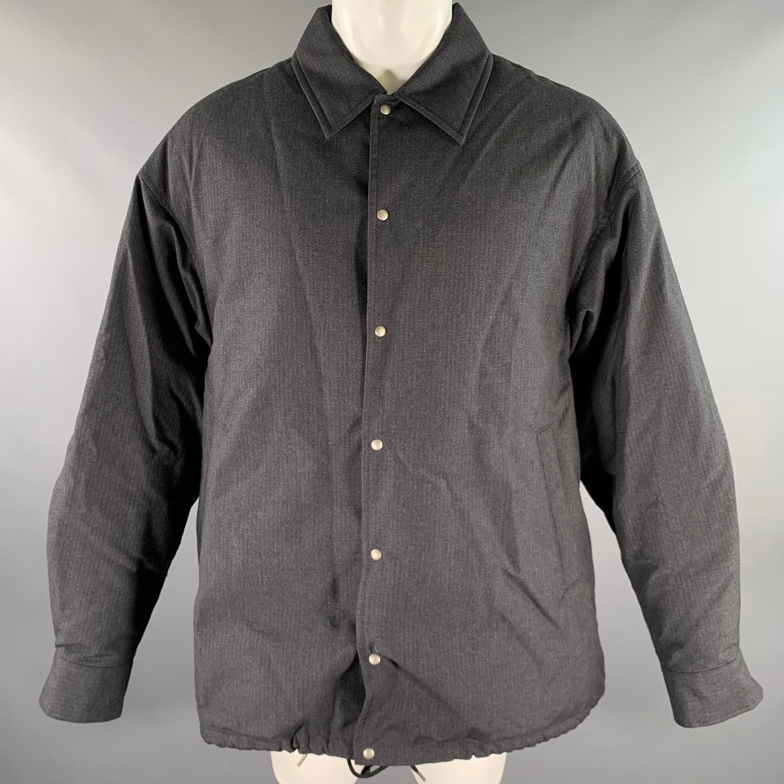 Visvim VISVIM M Grey Charcoal Stripe Wool Linen Silk Down Jacket Size US M / EU 48-50 / 2 - 1 Thumbnail