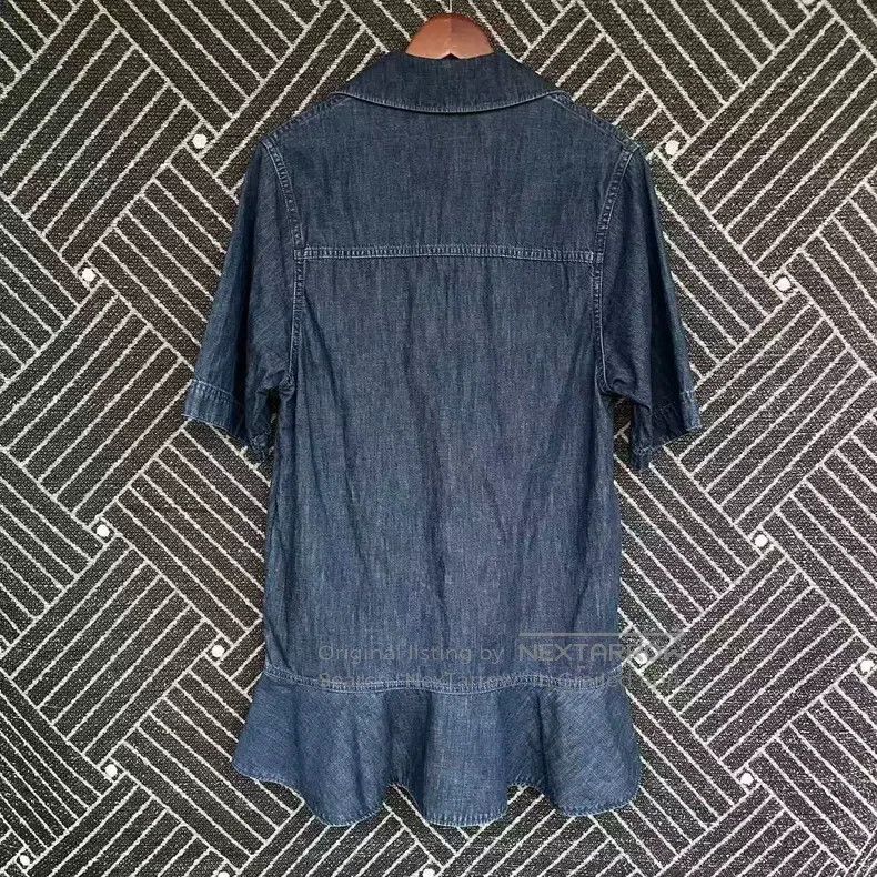 Valentino Valentino Solid color V-neck pleated denim short-sleeved d Size XS / US 0-2 / IT 36-38 - 2 Thumbnail