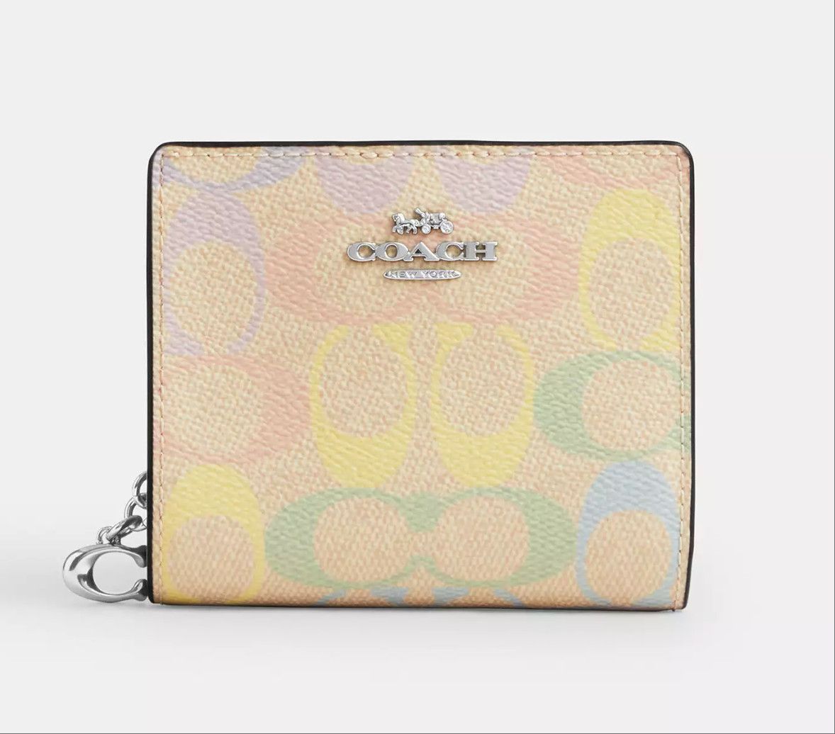 Coach Snap Wallet In Rainbow Signature Canvas CDD11 Size ONE SIZE - 6 Thumbnail