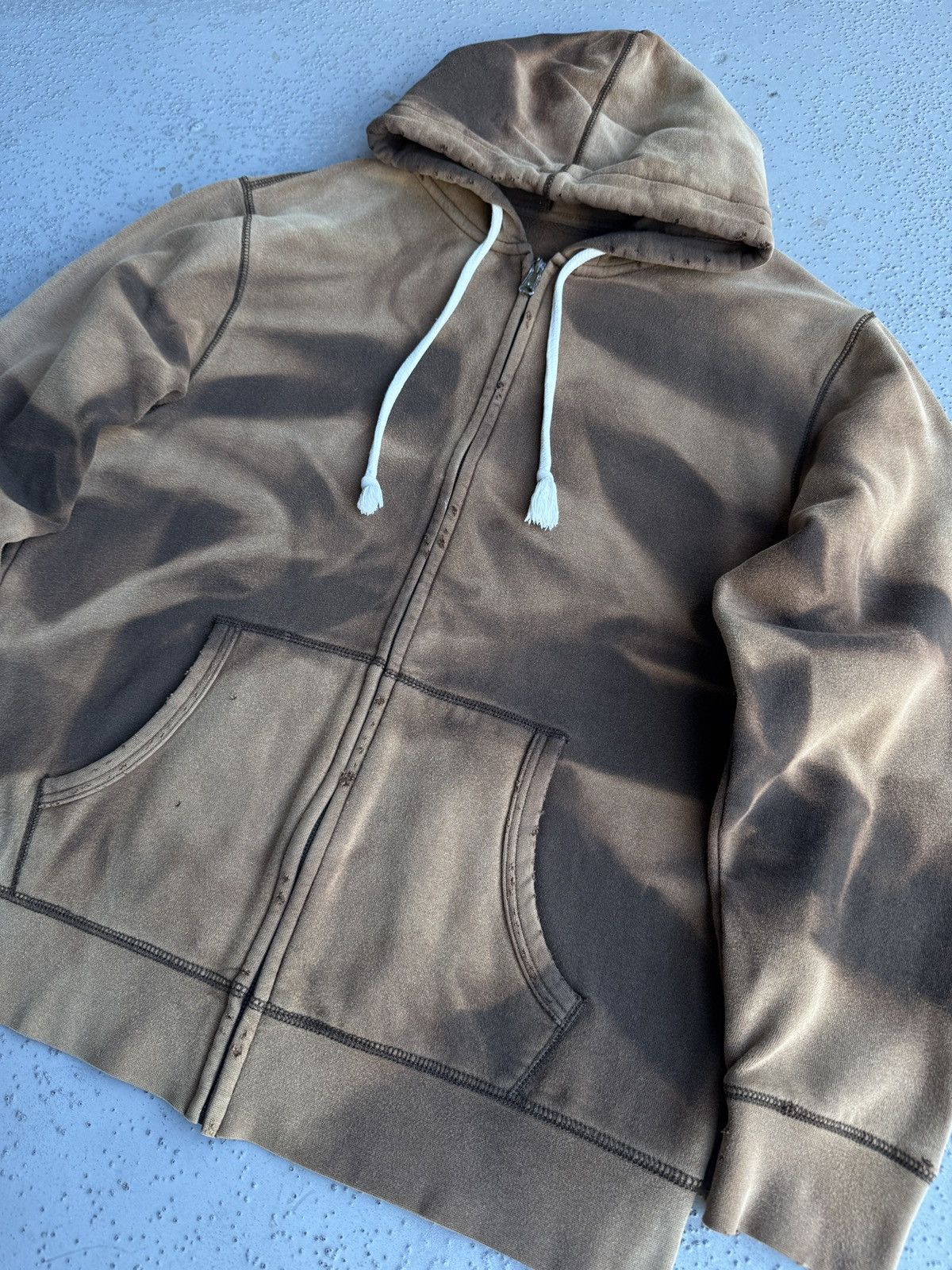 Vintage Faded distressed hoodie brown full zip vintage M-L Size US M / EU 48-50 / 2 - 6 Thumbnail