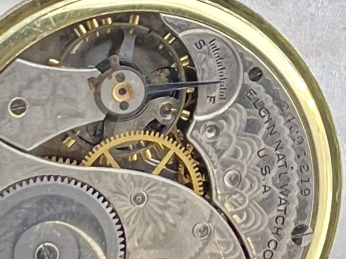 Elgin National Watch Company Vintage 1921 Elgin Pocket Watch Gold Filled Case 12S Size ONE SIZE - 2 Thumbnail