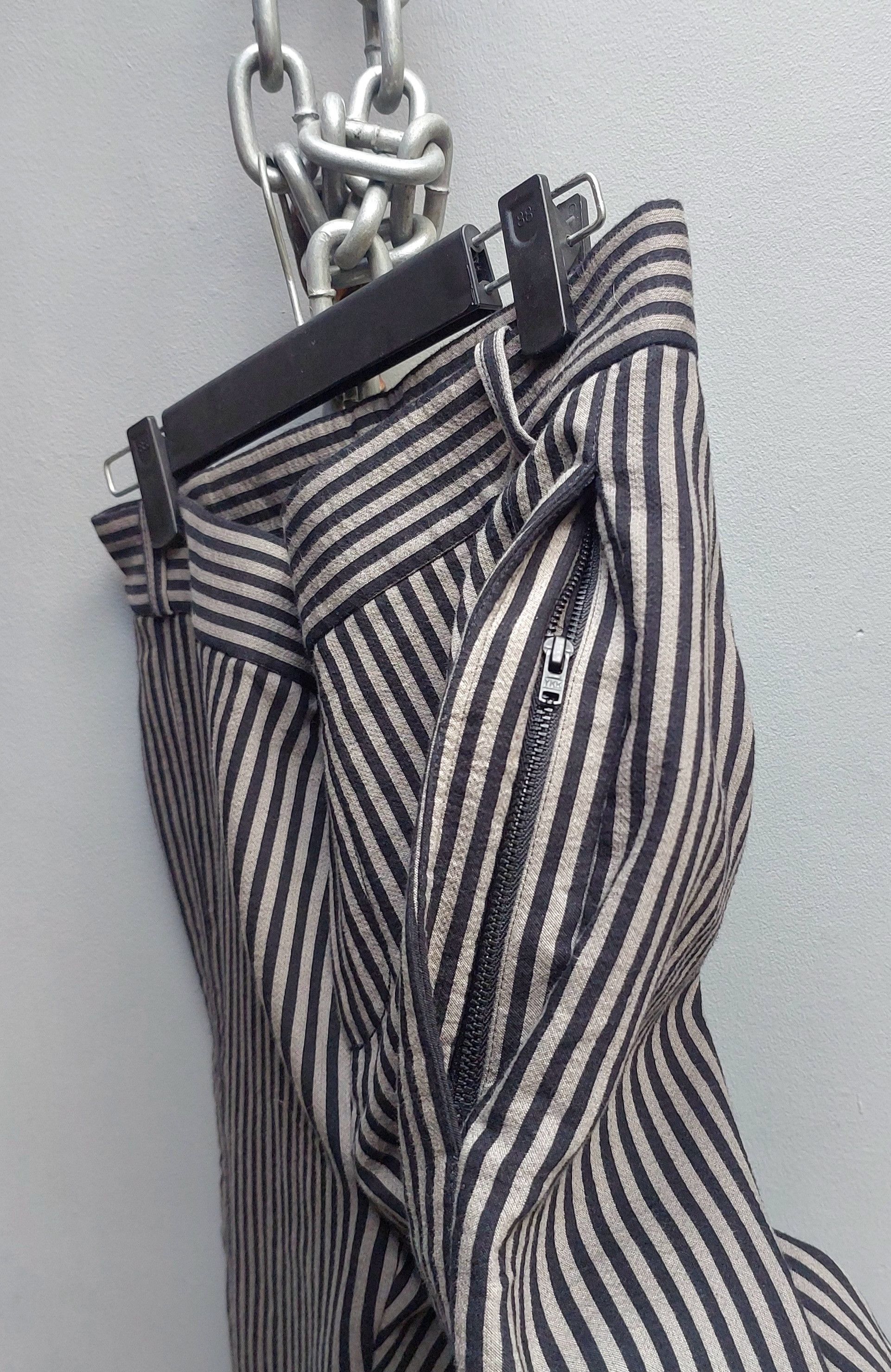 Ann Demeulemeester Ann Demeulemeester Striped Slim Pants with Buttoned Hem Size US 32 / EU 48 - 8 Thumbnail