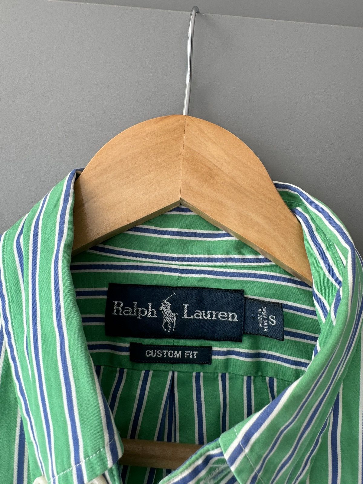 Polo Ralph Lauren × Vintage Polo Ralph Lauren Striped Classic Fit White Green Shirt Size US L / EU 52-54 / 3 - 5 Thumbnail