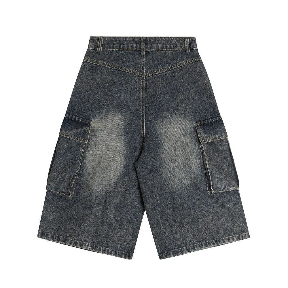 Vintage Punk distressed men's loose ripped workwear denim shorts Size US 32 / EU 48 - 2 Thumbnail