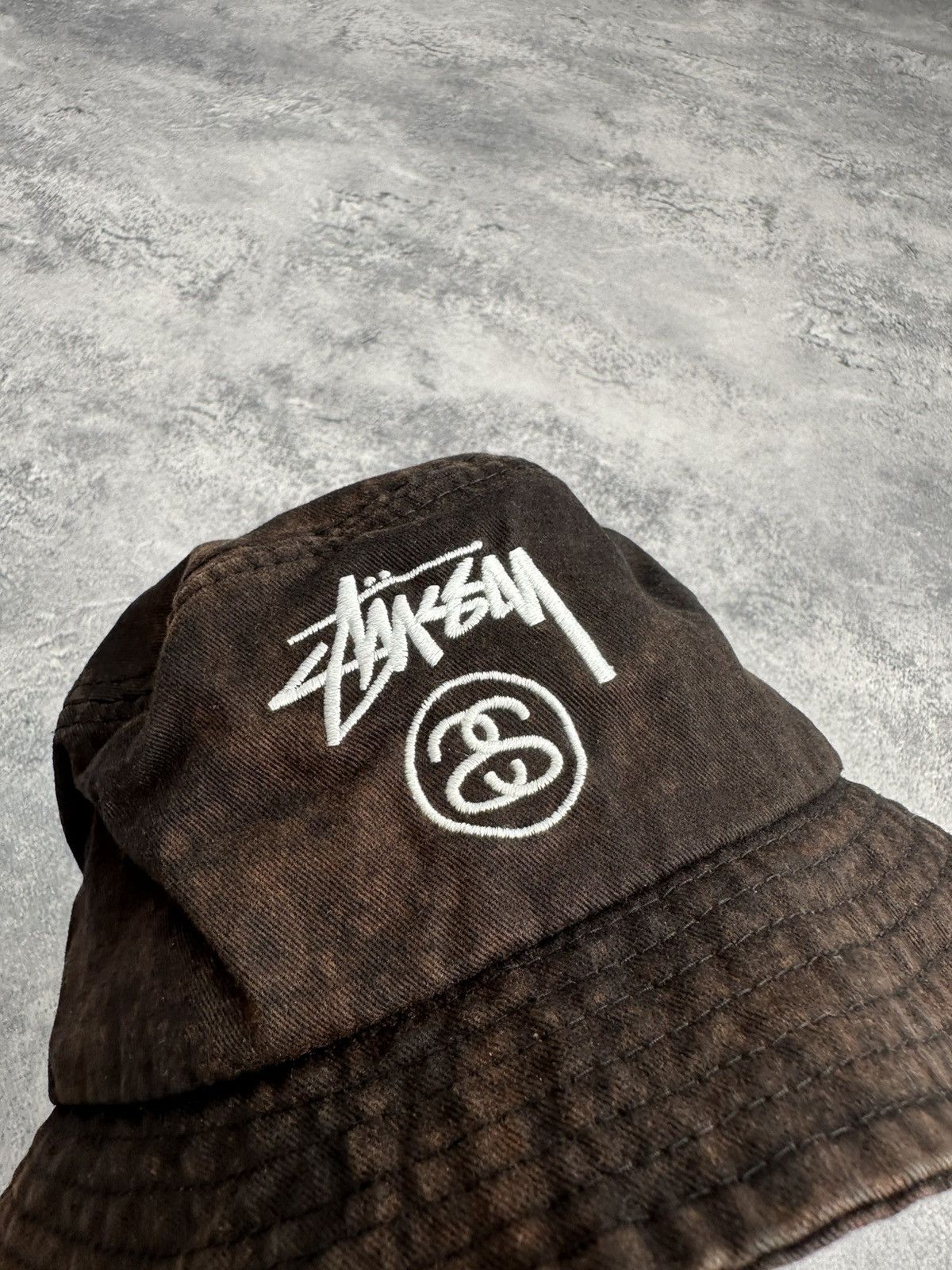 Stussy 💣Rare Stussy Black Washed Faded Bucket Hat Y2K Centre Logo Size ONE SIZE - 6 Thumbnail