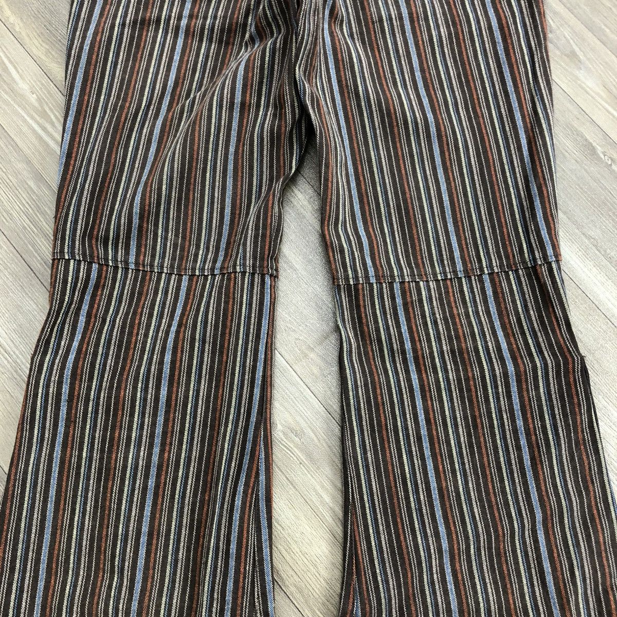 If Six Was Nine × Japanese Brand × Tornado Mart 2000s Tornado Mart Stripped Line Button GOA LGB Flared Jeans Size US 31 - 16 Thumbnail