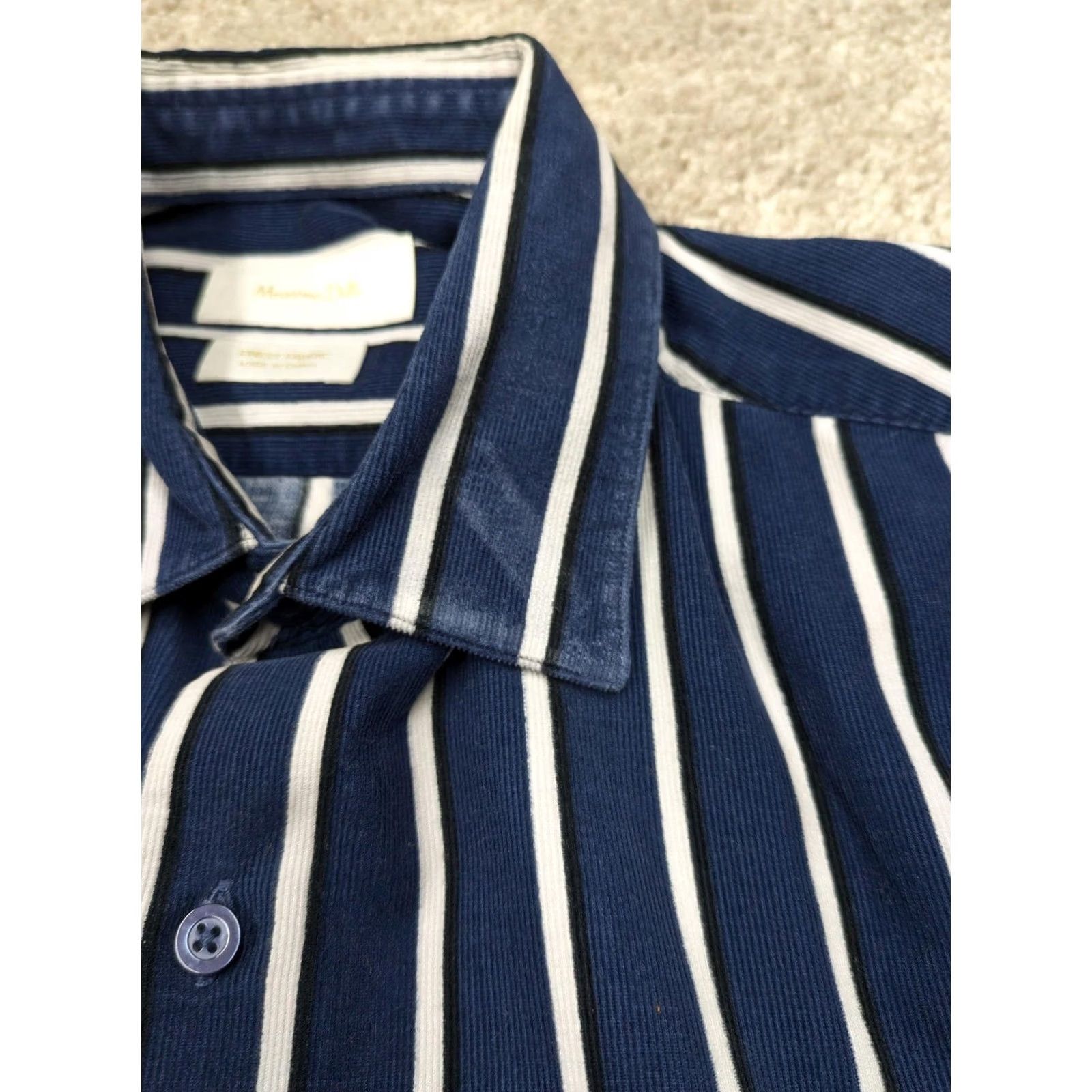 Massimo Dutti Massimo Dutti Mens Medium Blue Stripe Button Front Long Sleeve Shirt Size US M / EU 48-50 / 2 - 7 Thumbnail
