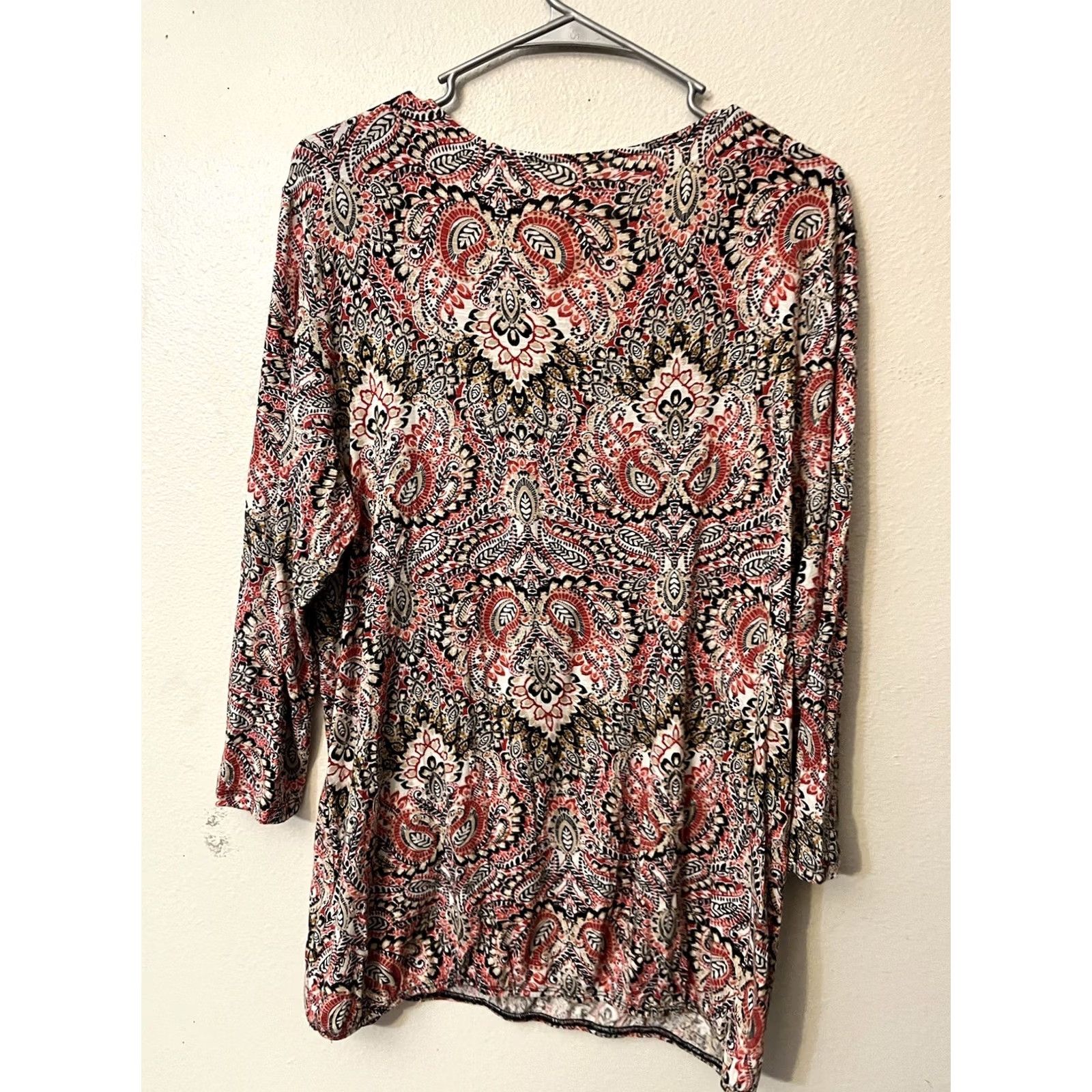 Croft & Barrow - Keep exact spelling and capitalization - Croft & Barrow, Womens, 3/4 Sleeve, Cotton, Paisley, Floral, Multicolor, Shirt, XL Size XL / US 12-14 / IT 48-50 - 3 Thumbnail