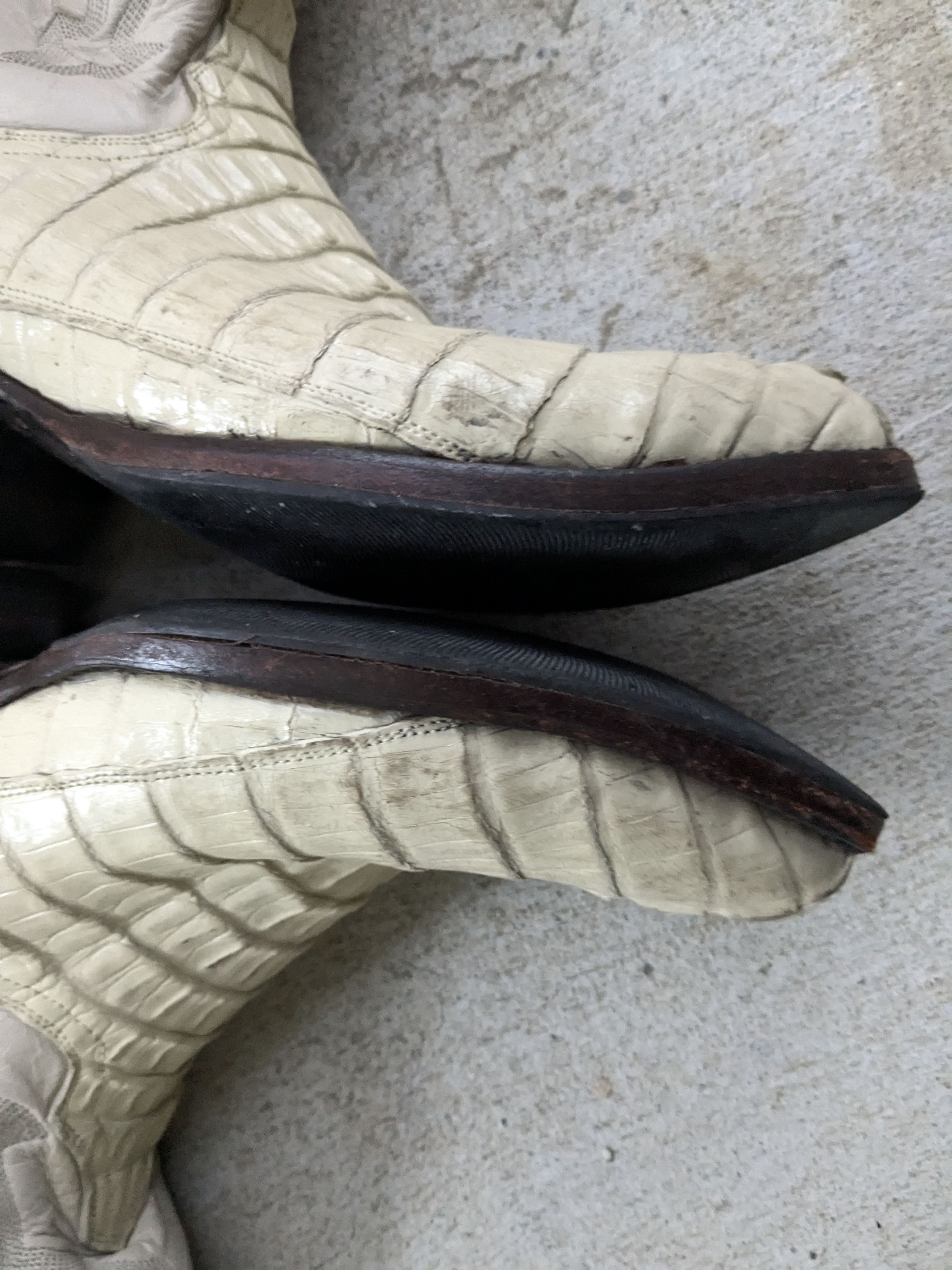 Genuine Leather Crocodile Cowboy Boots White 9.5 Vintage Leather Botas Size US 9.5 / EU 42-43 - 7 Thumbnail