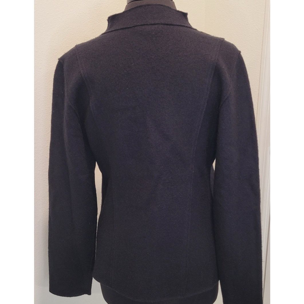 Eileen Fisher Eileen Fisher Moto Wrap Jacket Sweater Wool Leather Trim – M Size M / US 6-8 / IT 42-44 - 5 Thumbnail
