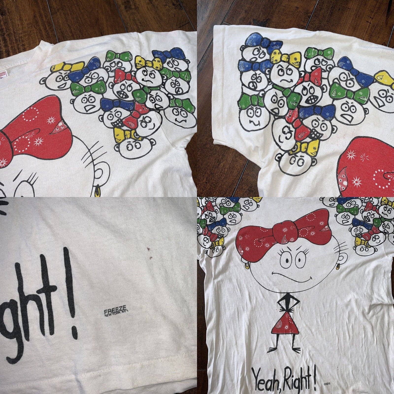 Delta VINTAGE Yea Right T Shirt Tee Music Nirvana Rap Girl Freaknik Bandana Rare Promo Shirt Unisex Adults L White 70s 80s 90s Mens Size US L / EU 52-54 / 3 - 8 Thumbnail
