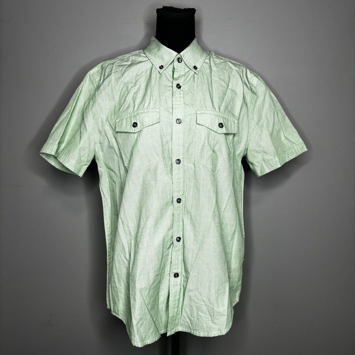 Express Mens Shirt Size M Sage Short Sleeve Button Up Collared | Grailed