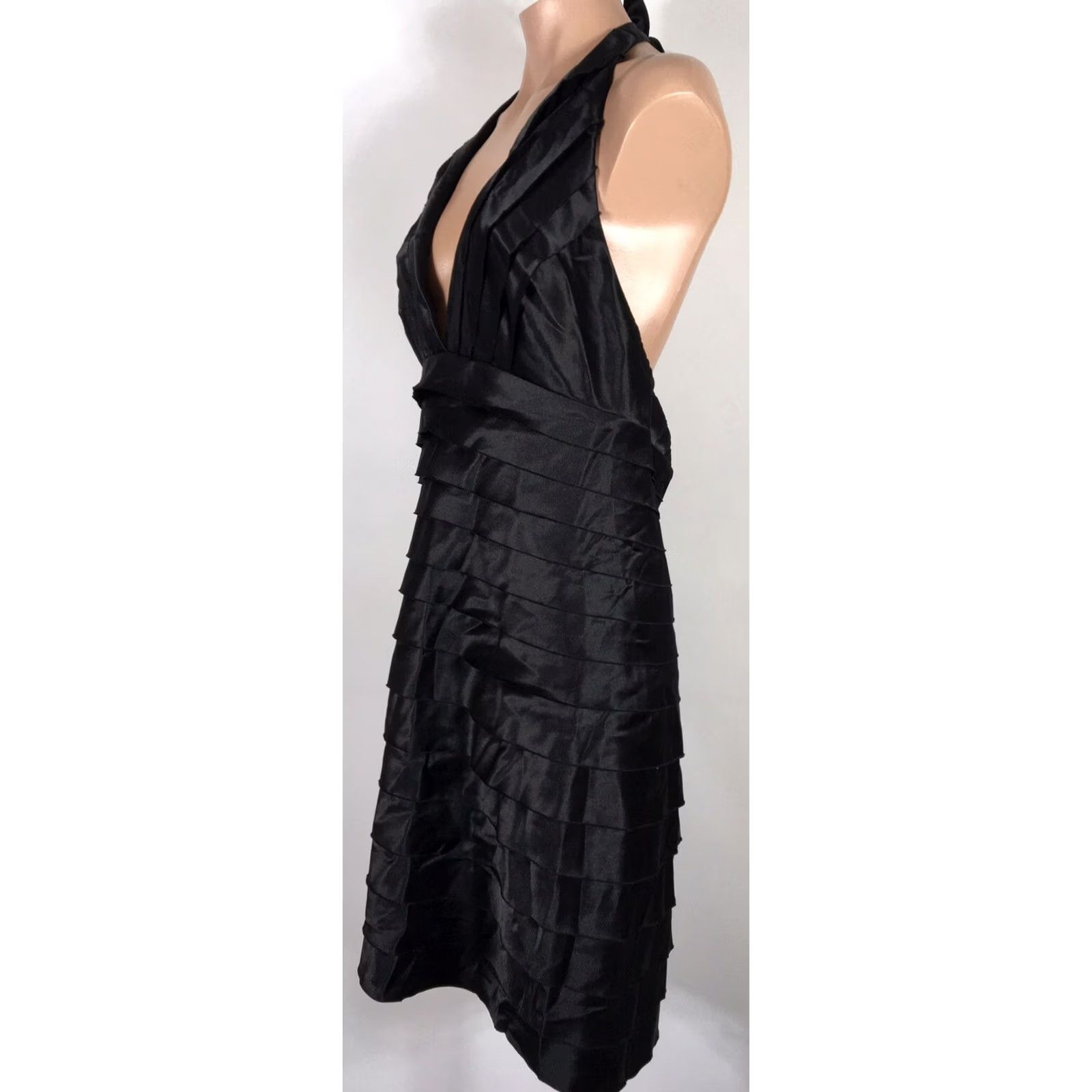 Bcbgmaxazria VTG 90s y2k Strapless Halter Dress Black Lace Tiered Ruffles Sz 12 NWT BCBGMAXAZRIA Womens Size XL / US 12-14 / IT 48-50 - 4 Thumbnail