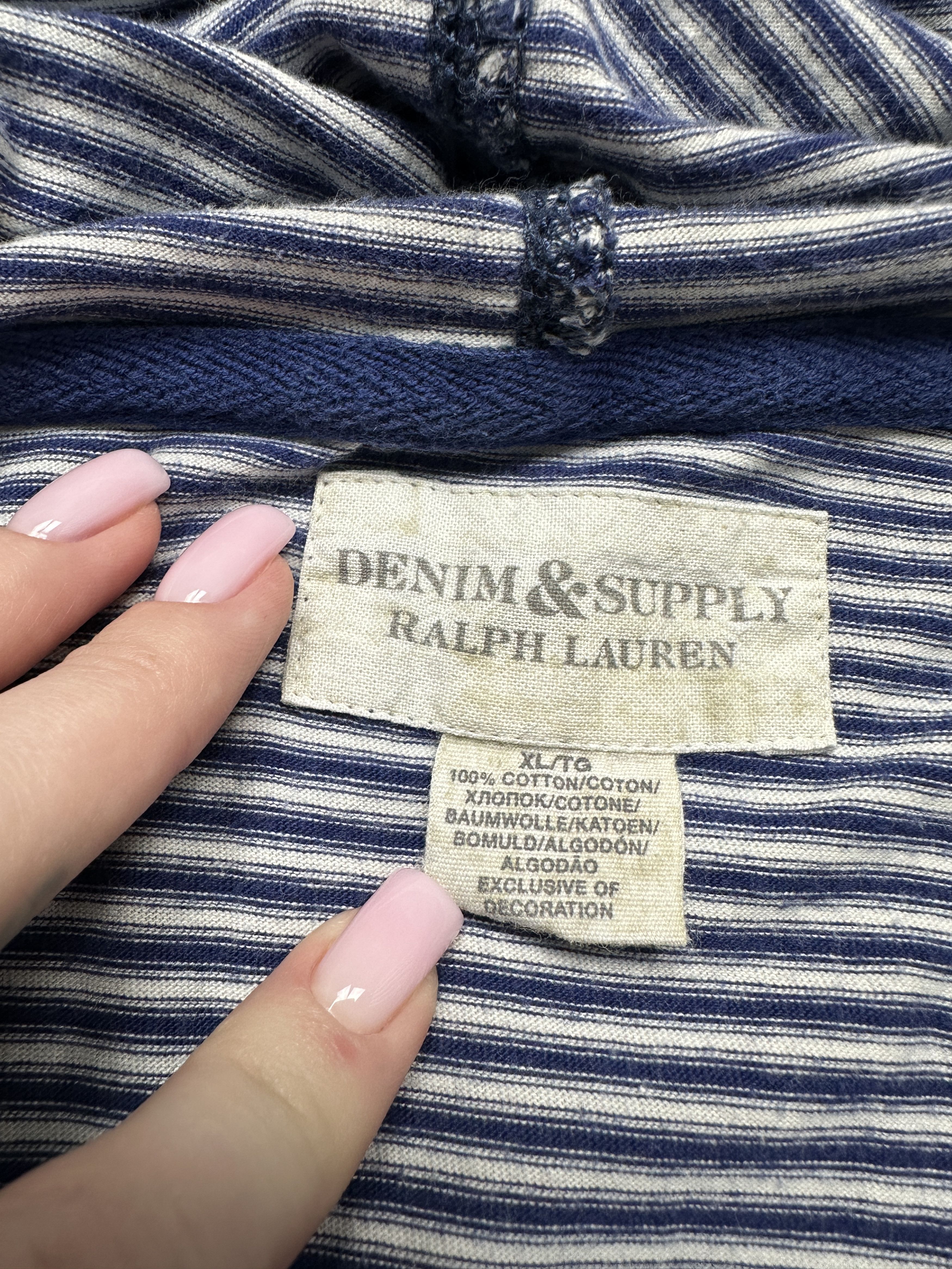 Polo Ralph Lauren Denim & Supply Ralph Lauren Vintage Mens Striped Hoodie Size US XL / EU 56 / 4 - 4 Thumbnail