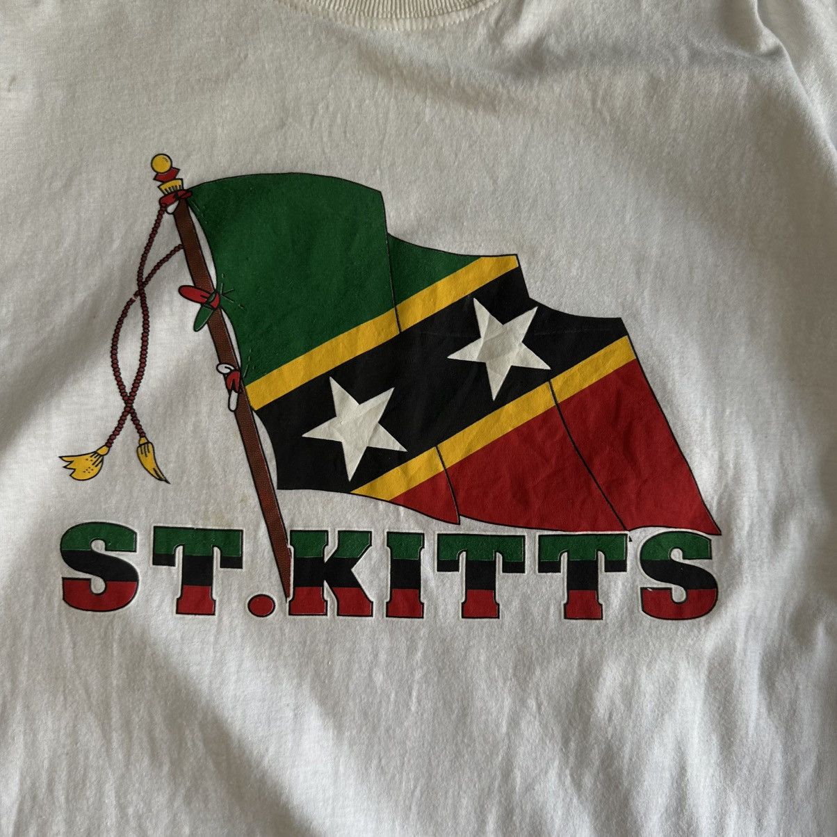 Japanese Brand × Vintage Vintage Japanese Style T-shirts ST.Kitts Flag Joke Trashed Size US XL / EU 56 / 4 - 4 Thumbnail
