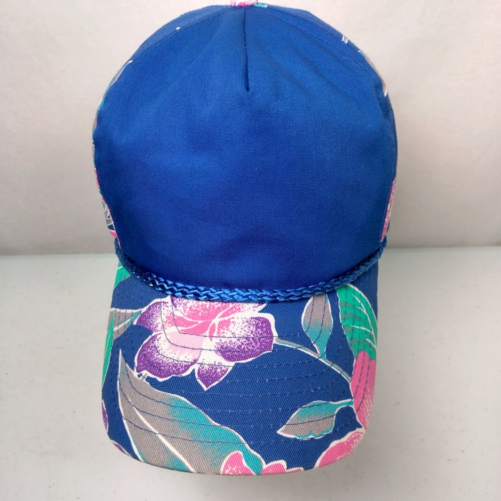ALOHAS VINTAGE Nissin Cap Hat Canvas Snapback Beach Tropical Flowers Aloha Hawaiian Blue One Size Men Hat Size ONE SIZE - 4 Thumbnail