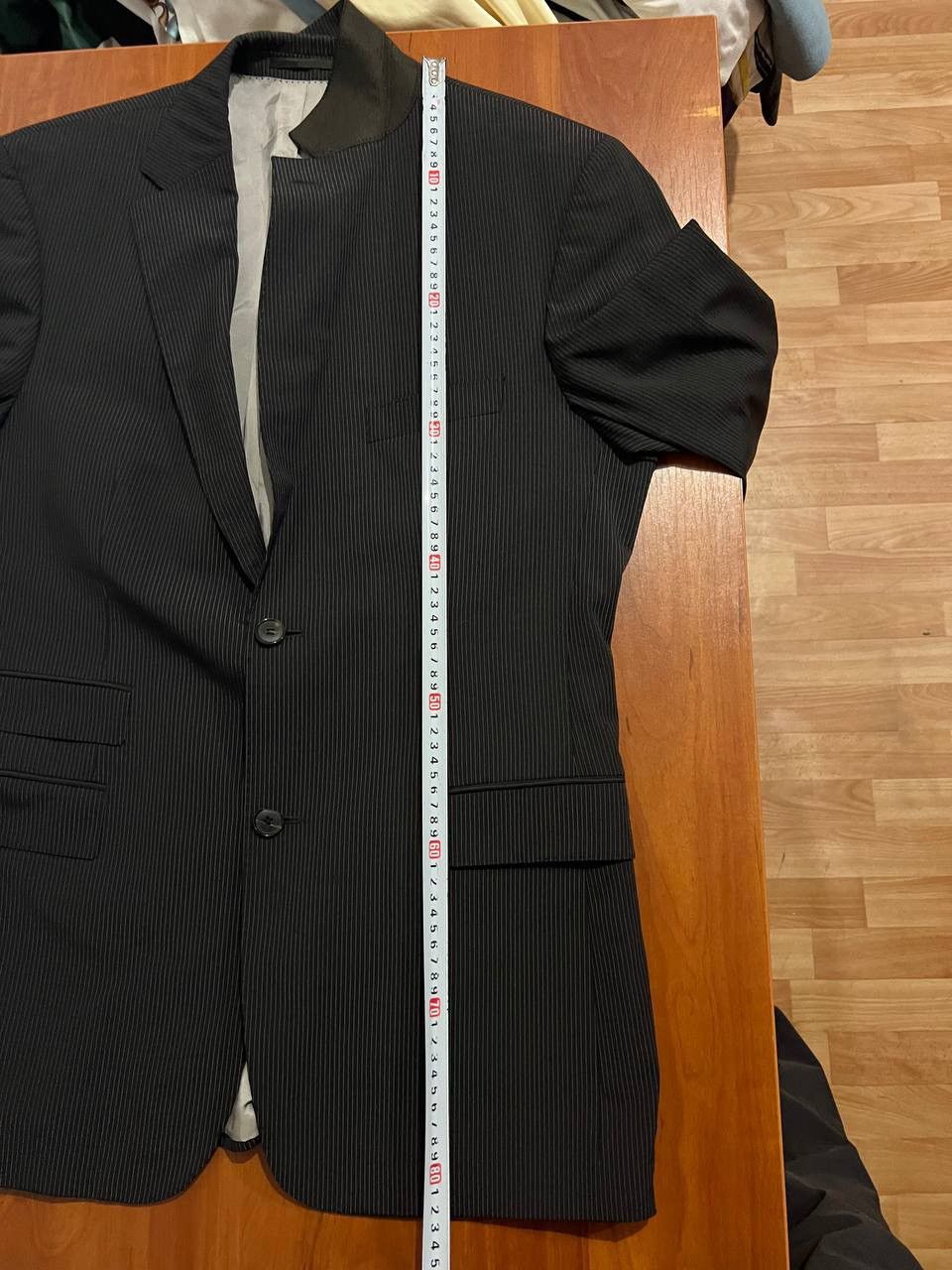 Hugo Boss VINTAGE HUGO BOSS STRIPED BLACK SOLID BRUTAL MENS SUIT SZ 52 Size 52R - 13 Thumbnail