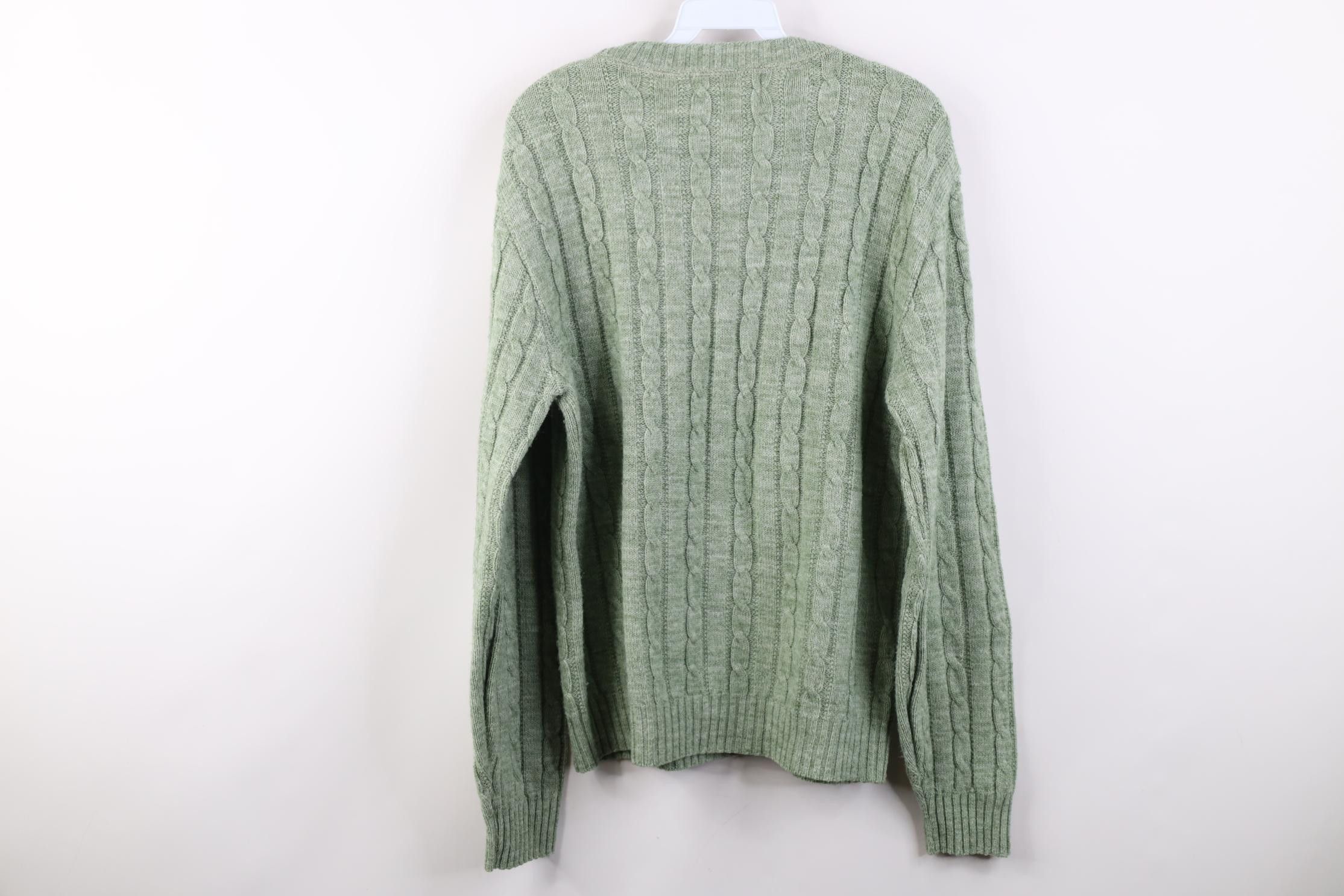 Vintage Vintage 70s Streetwear Chunky Cable Knit Sweater Green USA Size US L / EU 52-54 / 3 - 7 Thumbnail