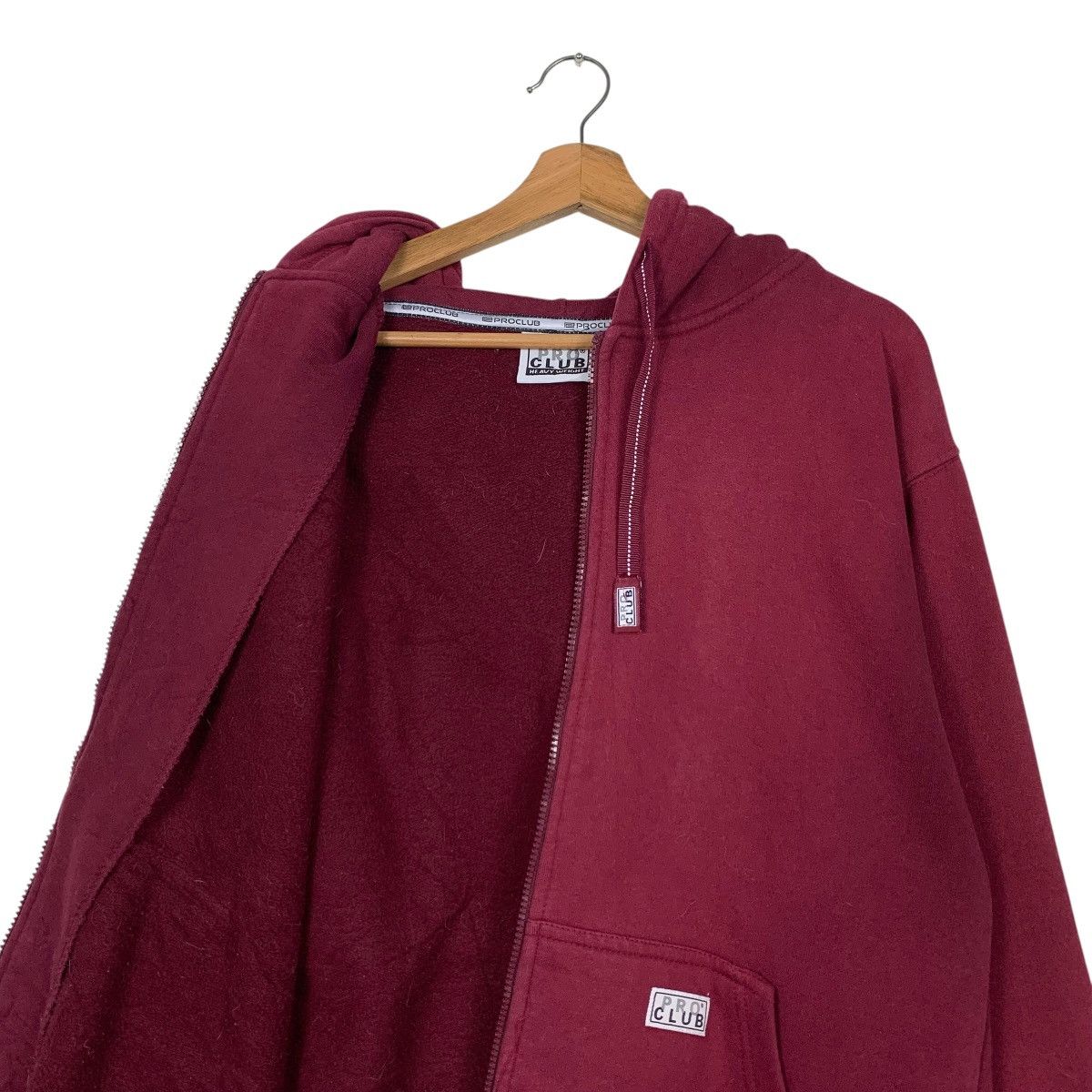 Vintage PRO CLUB Maroon Zipper Hoodie Sweatshirt #2427-C109 Size US M / EU 48-50 / 2 - 11 Thumbnail