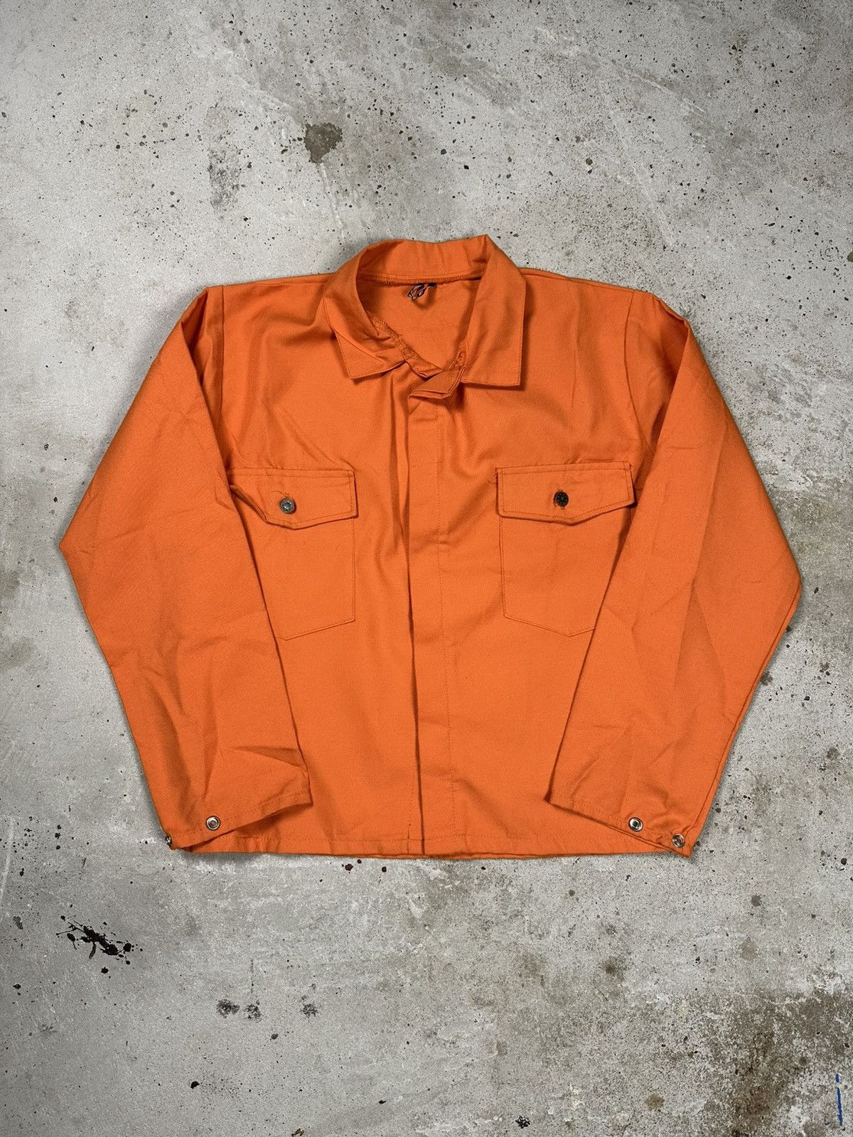 Vintage Y2K Orange Workwear Jacket Utility Big Pockets Boxy