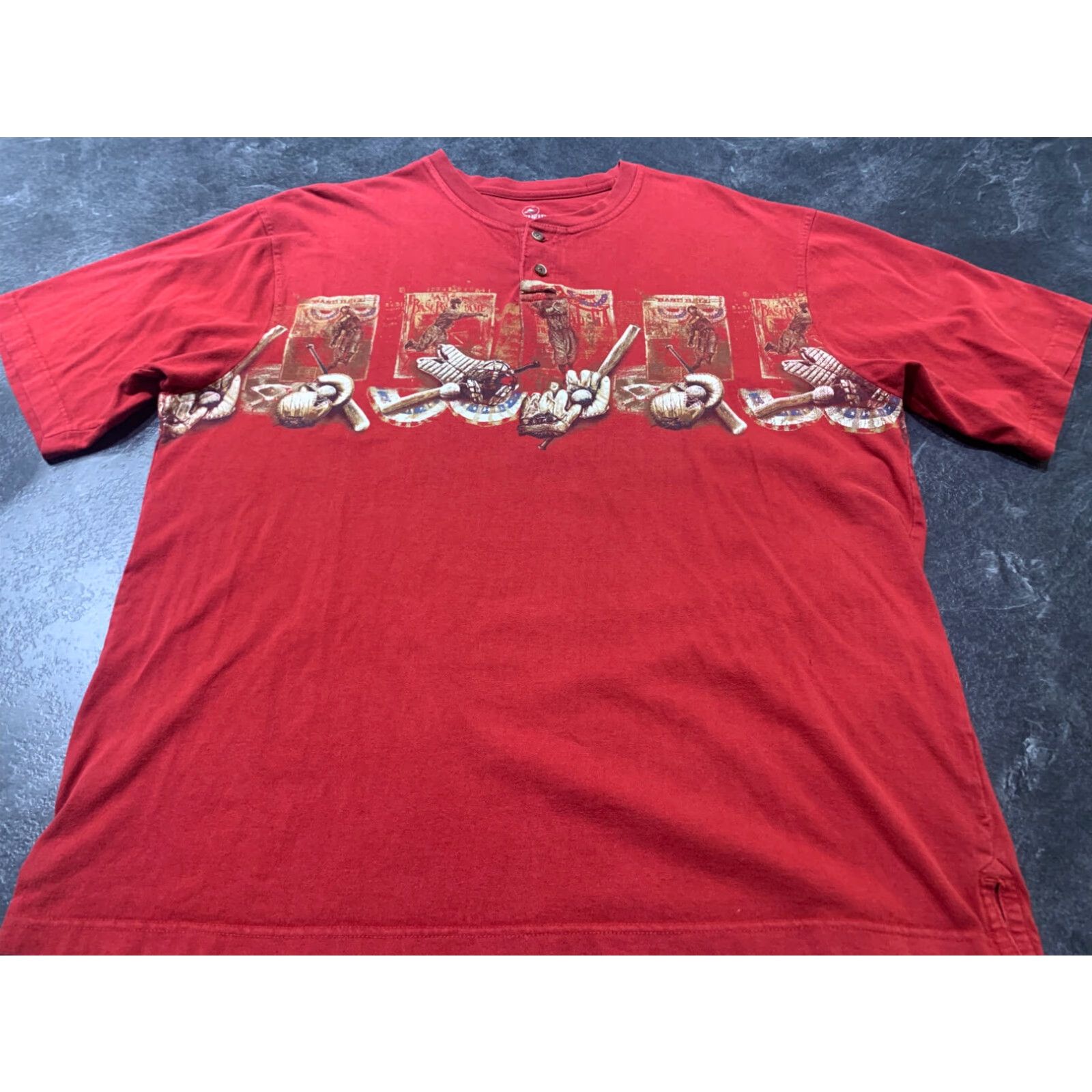 Vintage RedHead Henley T Shirt Mens Large Red Short Sleeve Size US L / EU 52-54 / 3 - 1 Thumbnail