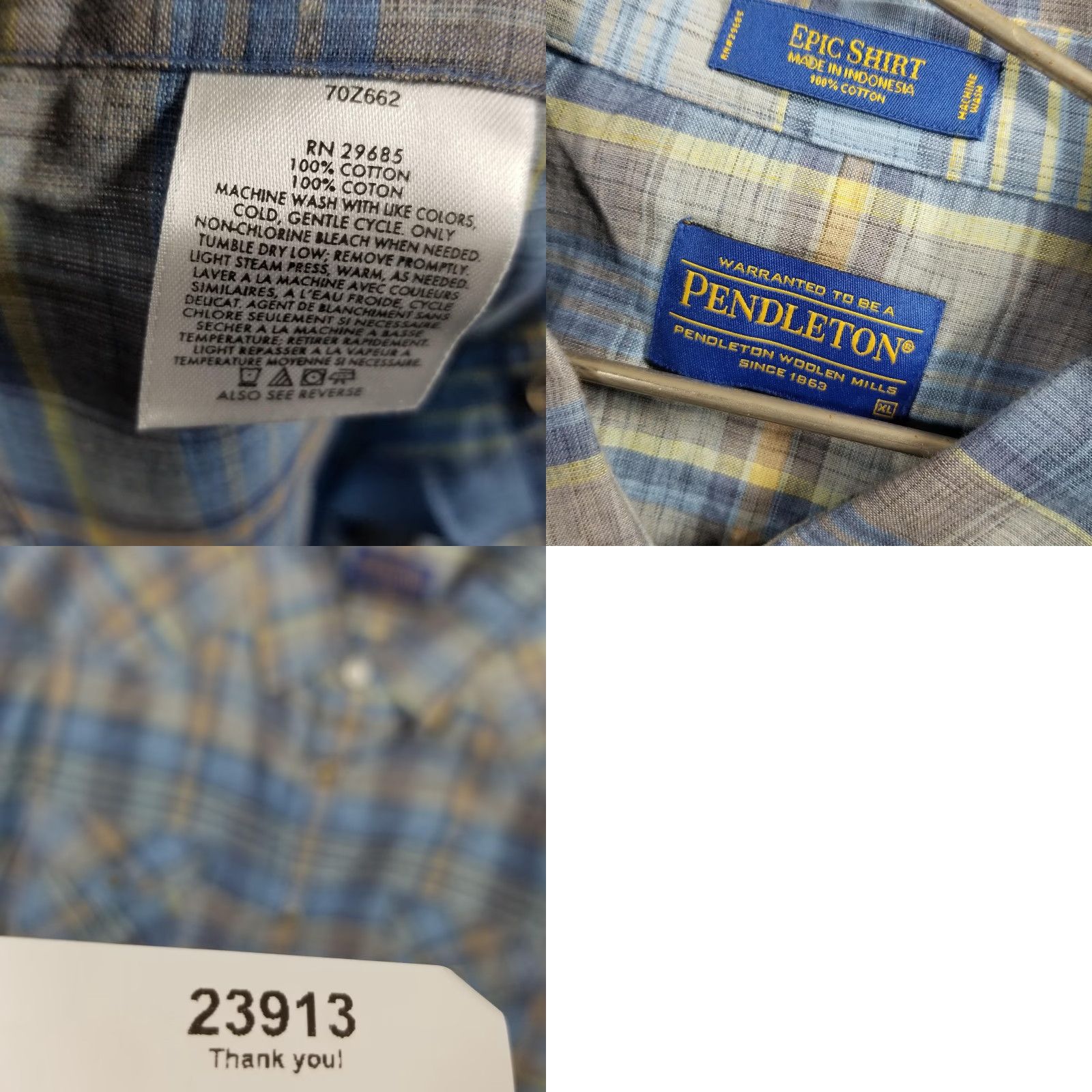 Pendleton VINTAGE Pendleton Western Shirt Men XL Blue Plaid Casual Button-Up Long Sleeve Cotton Size US XL / EU 56 / 4 - 8 Thumbnail