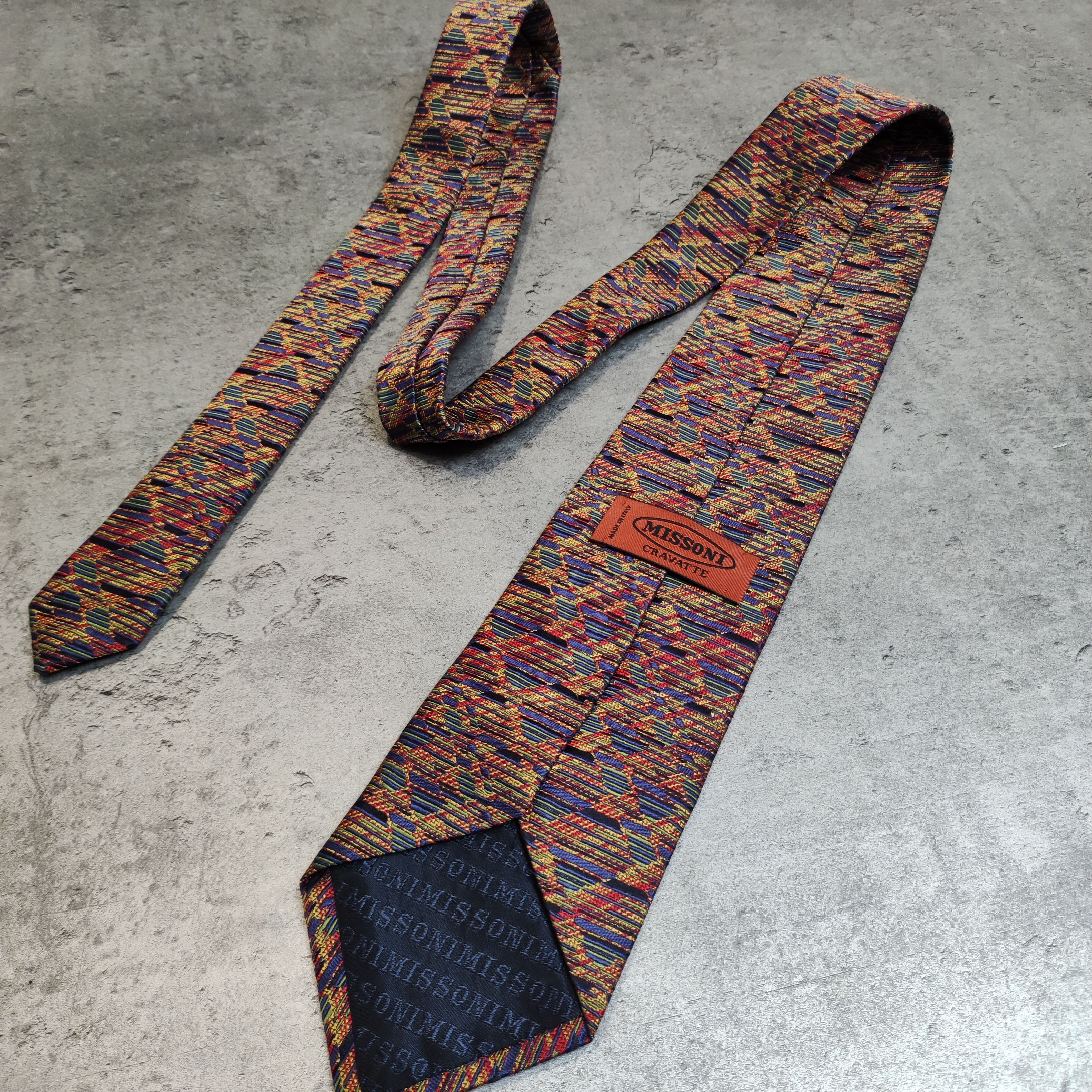 Missoni × Vintage RARE 90s Missoni Cravatte Abstract Vintage Silk Tie Size ONE SIZE - 2 Thumbnail