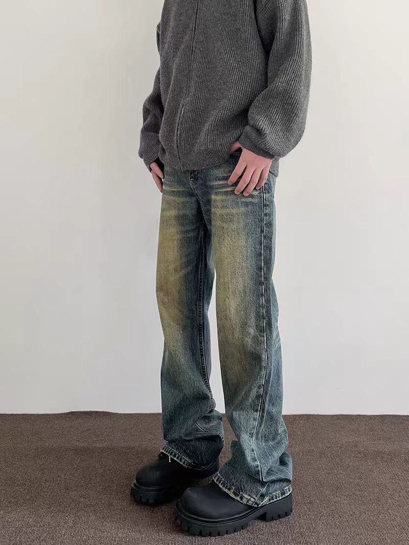 Japanese Brand × Jean Washed Vintage Yellow Clay Blue Micro Flare Jeans Size US 30 / EU 46 - 1 Thumbnail