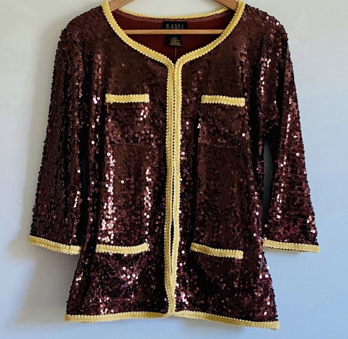 Other IMAN SEQUIN EMBELLISHED CARDIGAN JACKET Size L / US 10 / IT 46 - 1 Thumbnail