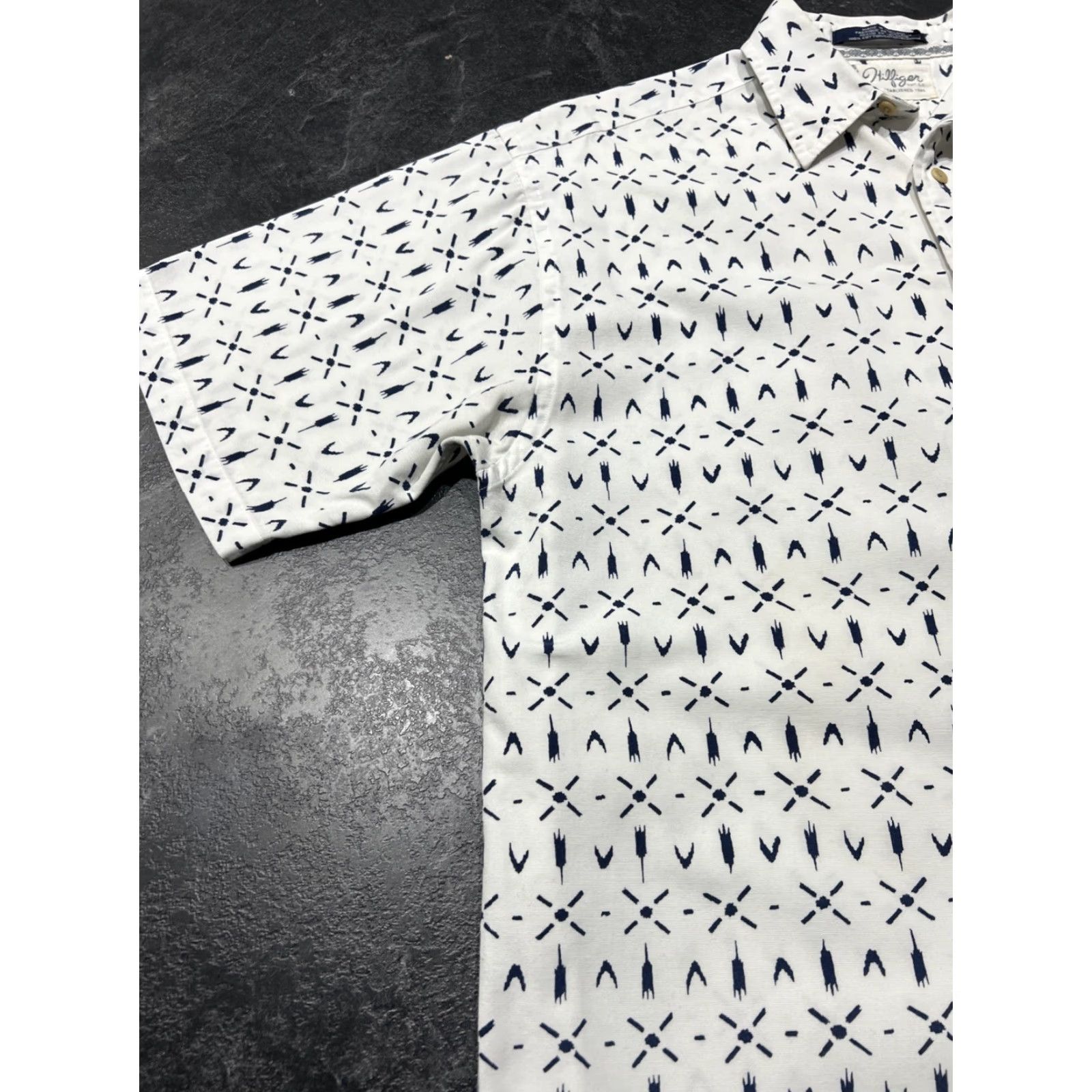 Vintage Hilfiger Surf Co. Button Up Men's Vintage Short Sleeve Shirt M White Medium Mens Size US M / EU 48-50 / 2 - 7 Thumbnail