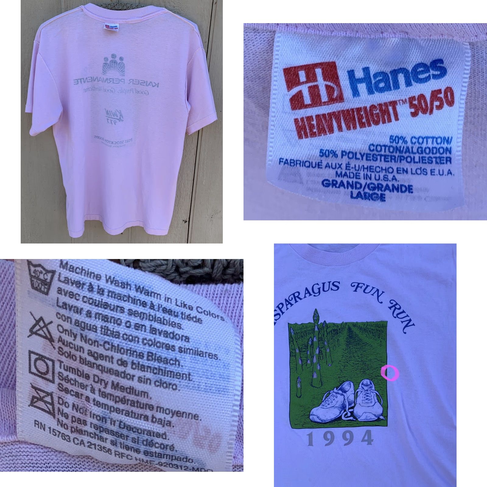 Hanes VINTAGE Hanes Asparagus Fun Run 1994 T Shirt Pink L Men Short Sleeve Graphic Tee 1990s Sportswear/Beach Size US L / EU 52-54 / 3 - 10 Thumbnail