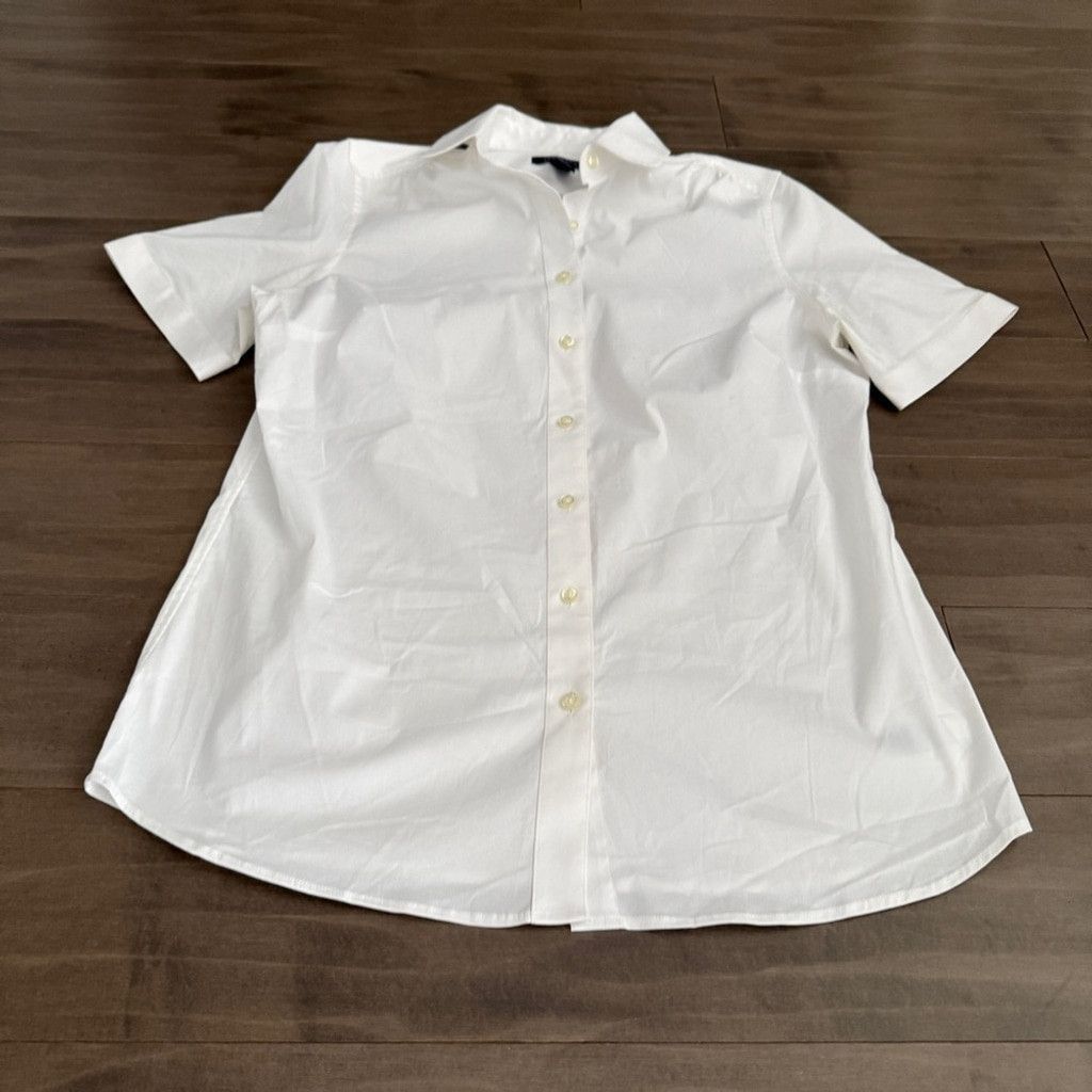 Lands' End Lands' End Short Sleeve Tunic White Blouse Size 6 TALL Size M / US 6-8 / IT 42-44 - 2 Thumbnail