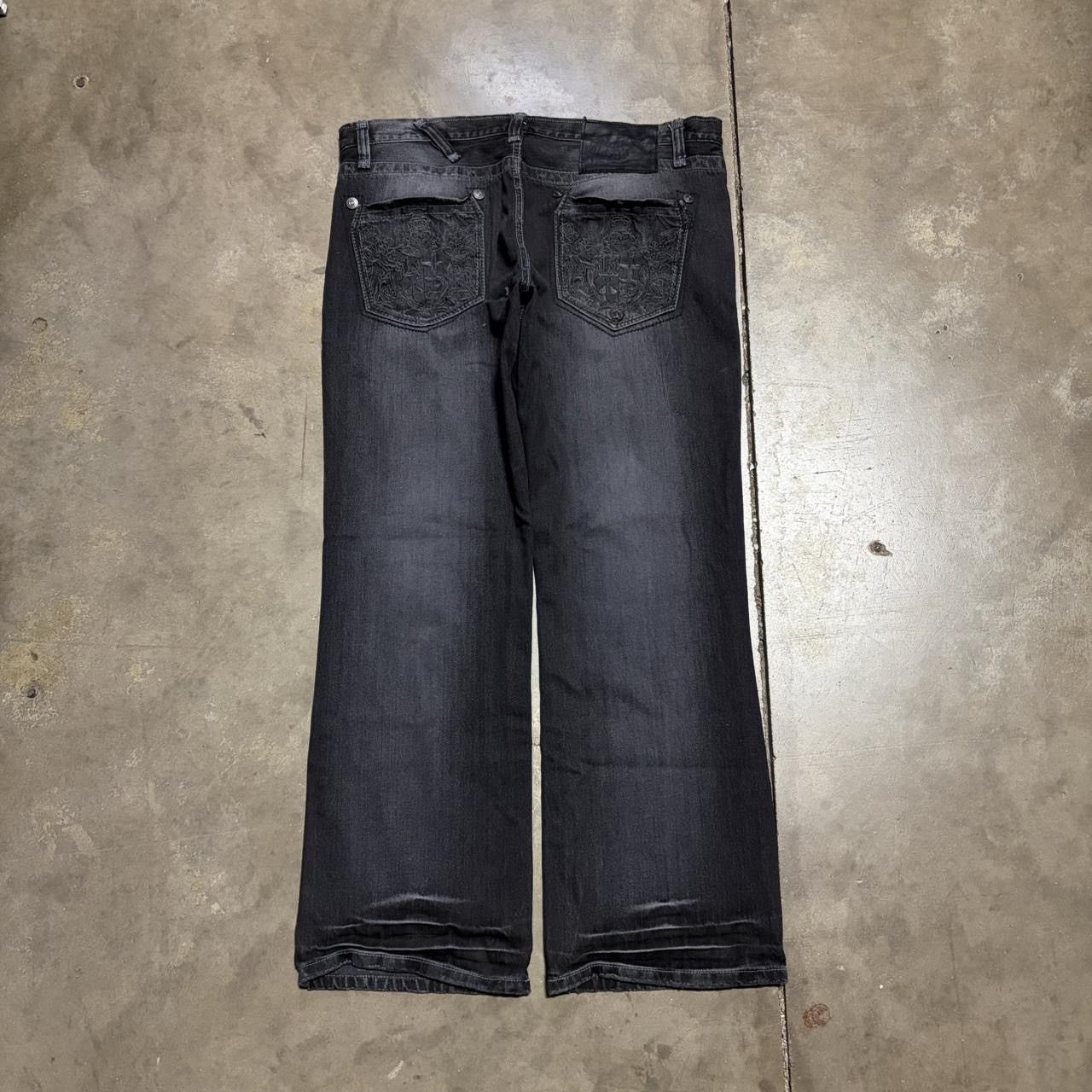 Vintage Vintage Low Rise Boot Cut Denim Jeans Black Faded Grunge Y2K Size US 38 / EU 54 - 5 Thumbnail