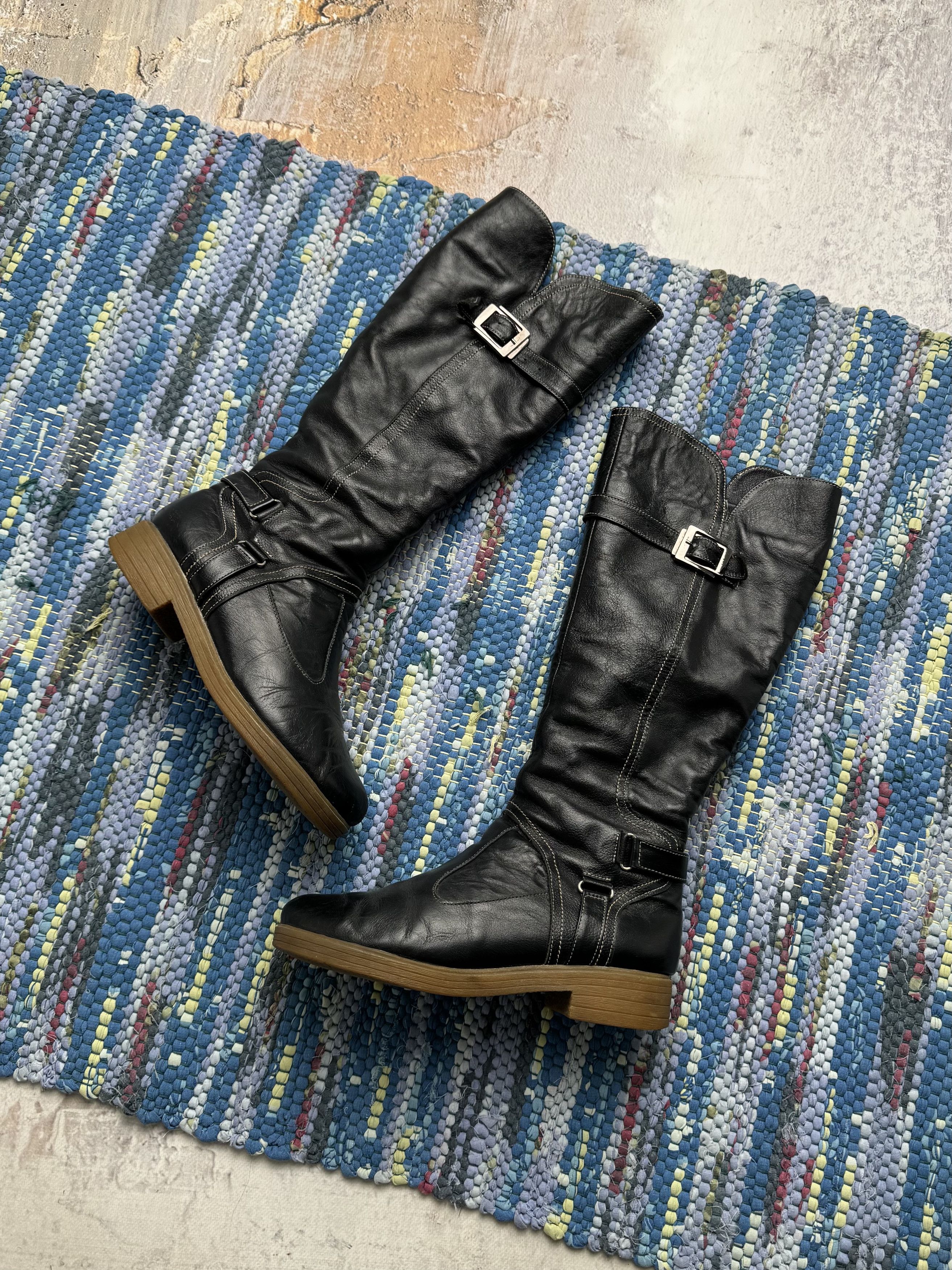 Vintage Leather Boots With Belt A8D15(V8)