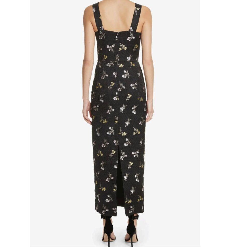 St. John St John K12RWD2 Caviar Multi Silk Floral Black Midi Dress Size XS / US 0-2 / IT 36-38 - 5 Thumbnail