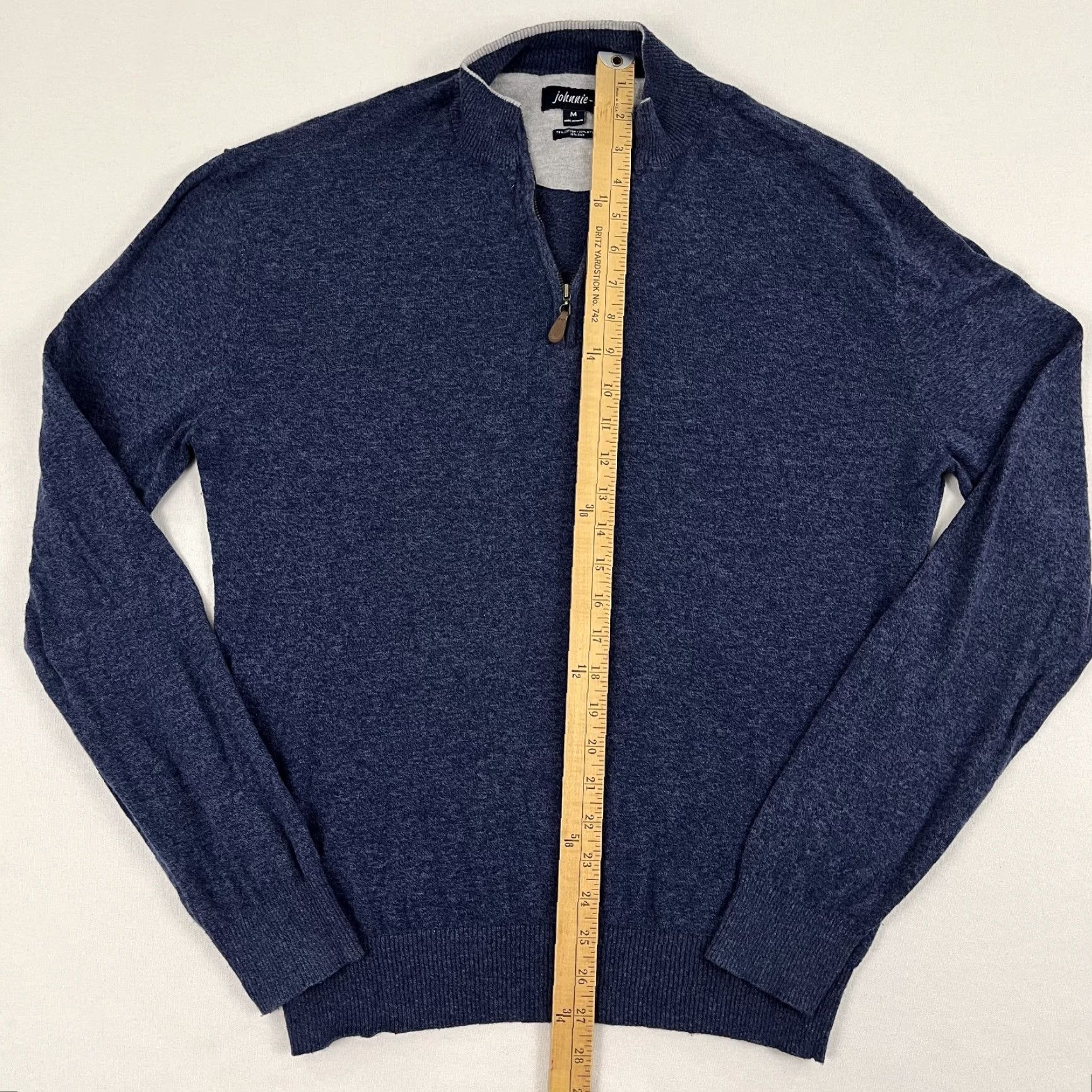johnnie-O VINTAGE Johnnie O Bailey Pullover Mens Medium Blue Silk Blend Golf Quarter Zip Preppy Size US M / EU 48-50 / 2 - 3 Thumbnail