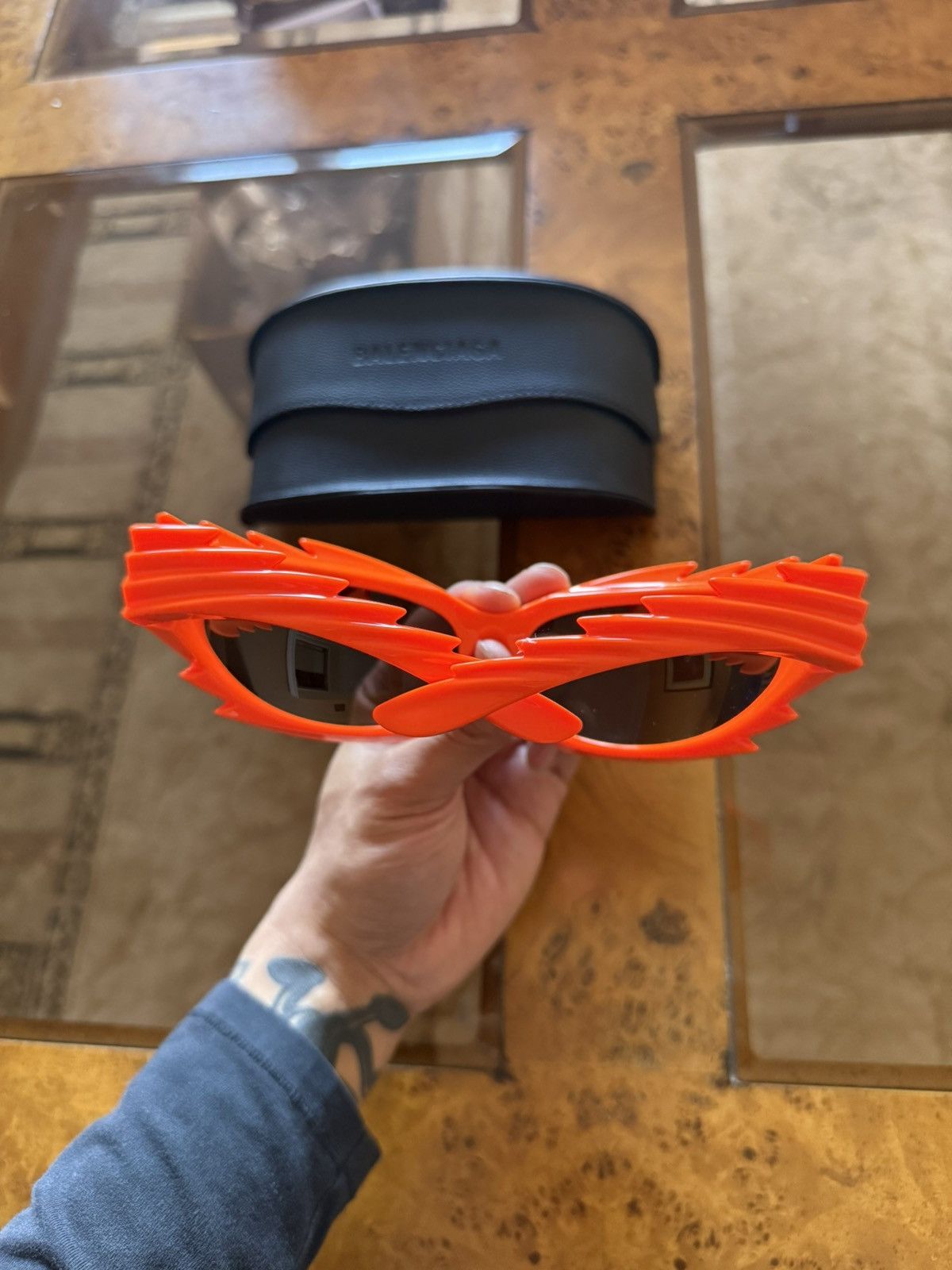 Balenciaga Balenciaga Spike Rectangle Glasses Orange Size ONE SIZE - 4 Thumbnail
