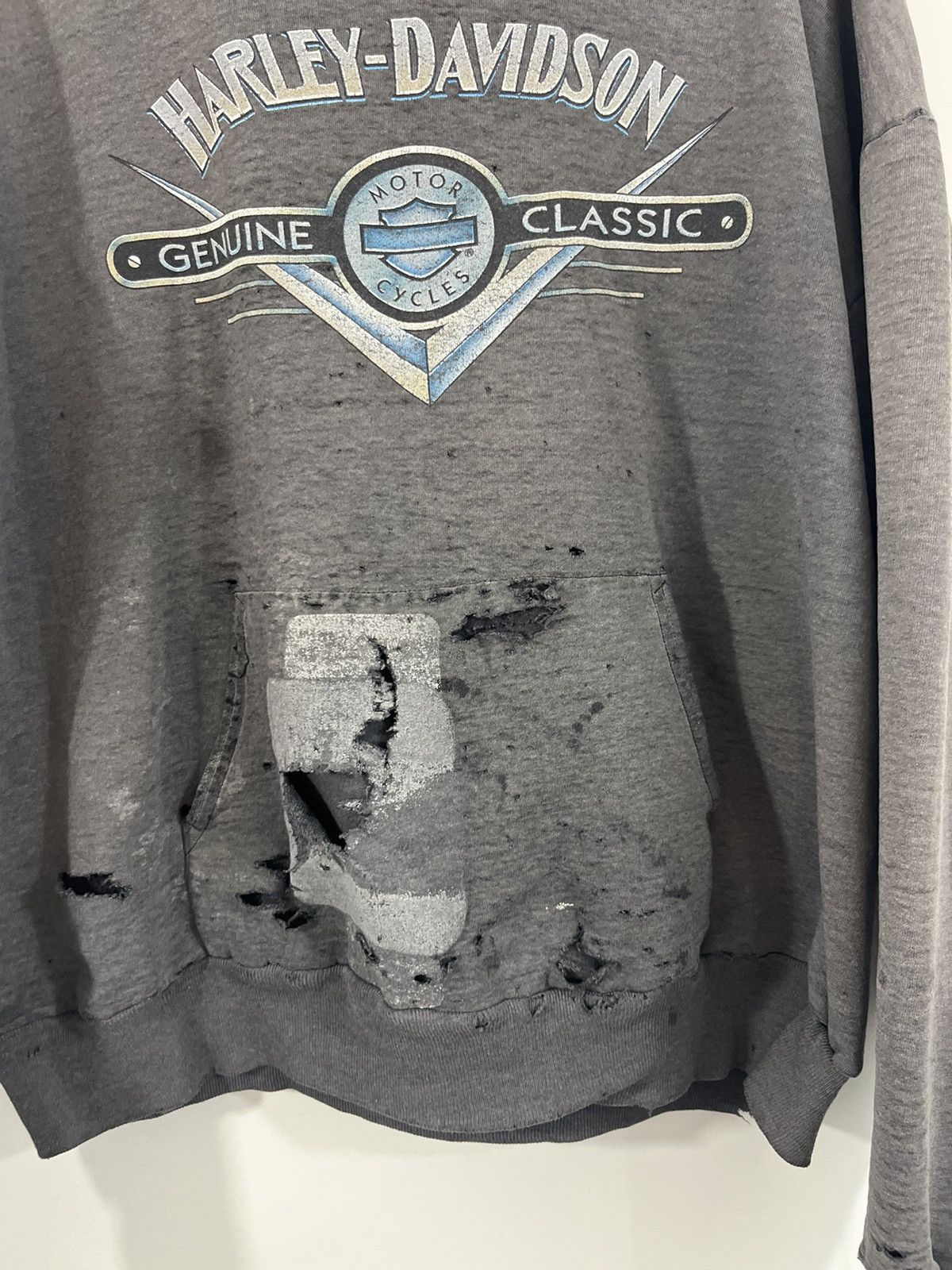 Harley Davidson Thrashed Harley Davidson Patched Custom Distressed Hoodie Size US XL / EU 56 / 4 - 5 Thumbnail