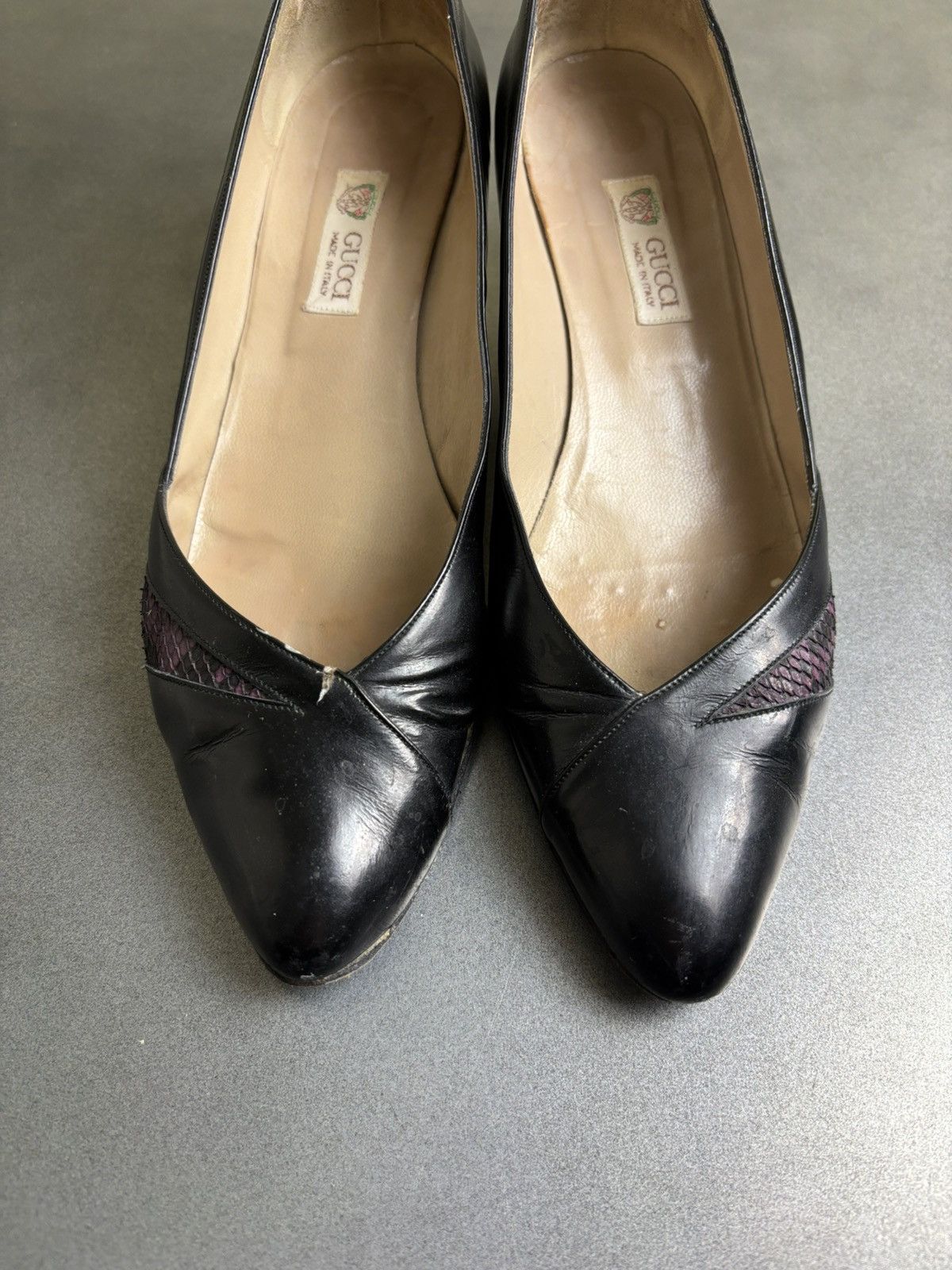 Gucci × Vintage 1970s Gucci Heels Vintage Gucci Leather Pumps Snake Skin Bag Size US 8.5 / IT 38.5 - 5 Thumbnail