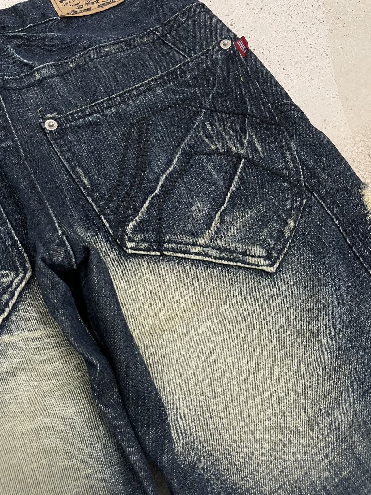 Other Savage Denim Mud Wash Distressed 3D Whisker I6W9 Size US 29 - 18 Thumbnail