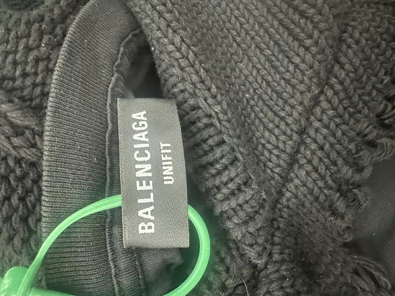 Balenciaga Balenciaga Fake two-piece printed logo distressed knit hoo Size US S / EU 44-46 / 1 - 3 Thumbnail