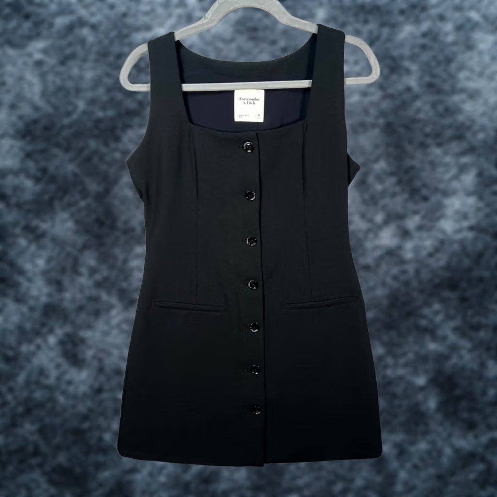 Abercrombie & Fitch Abercrombie & Fitch Womens Small Petite Black Sleeveless Button-Front Mini Dress Size S / US 4 / IT 40 - 1 Thumbnail