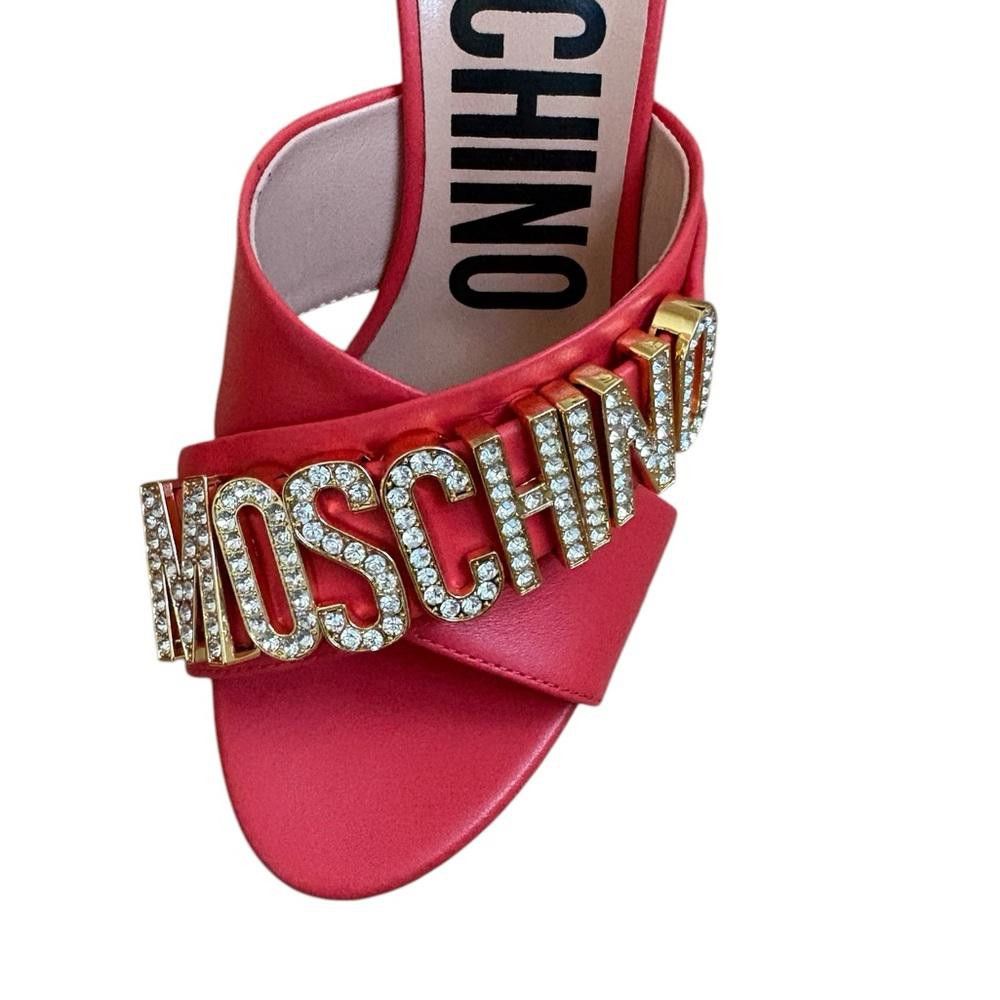 Moschino Moschino Couture Crystal Embellished Leather Orange Sandal Size US 6 / IT 36 - 7 Thumbnail