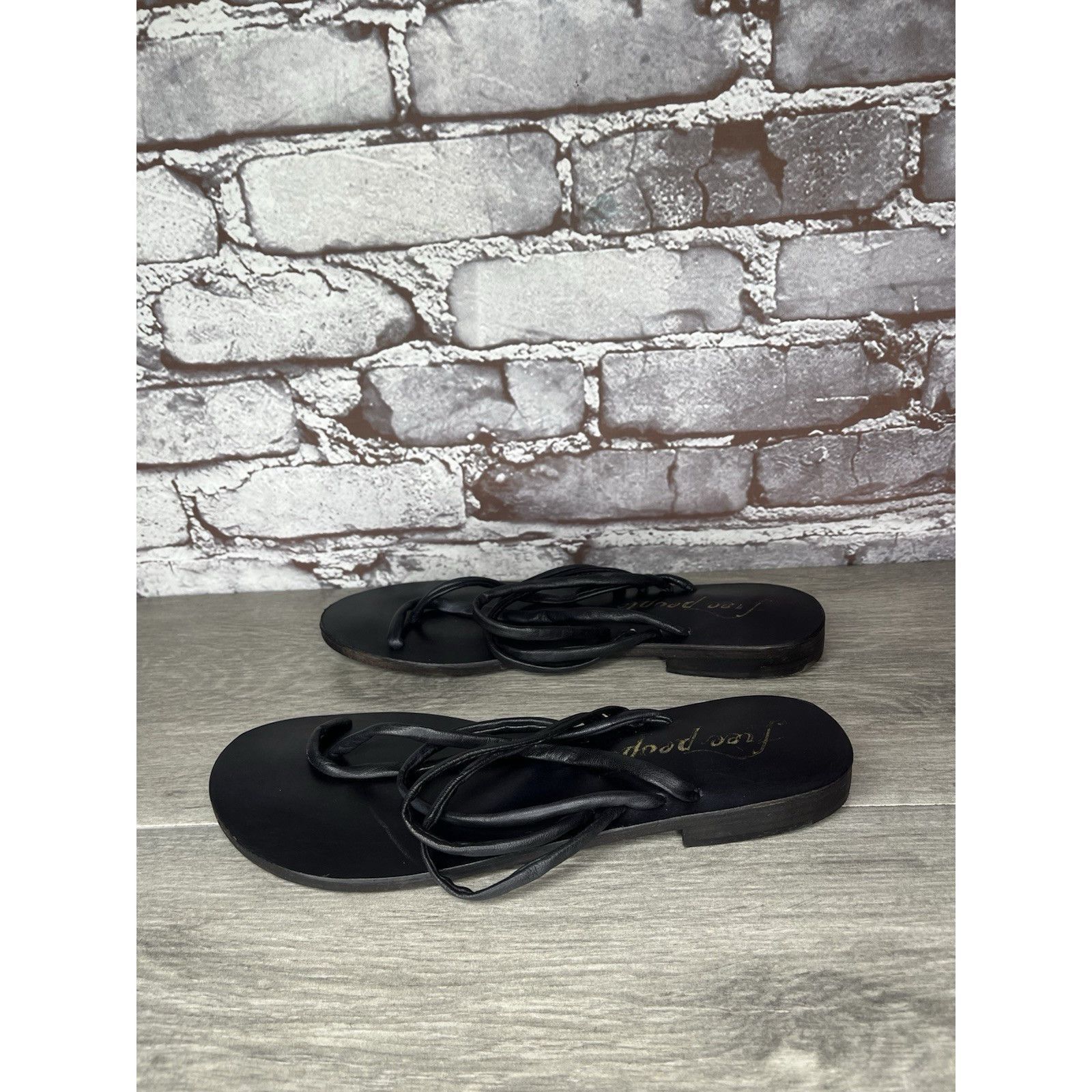 Free People Free People Kayla Black Leather Strappy Slides Sandals Women Size US 7.5 / IT 37.5 - 21 Thumbnail