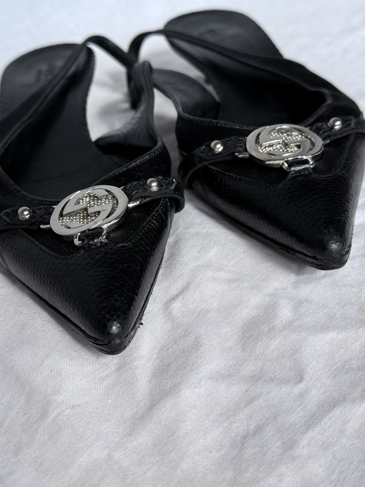 Gucci Gucci Interlocking GG Crystals Slingback Kitten Heels Size US 6.5 / IT 36.5 - 5 Thumbnail
