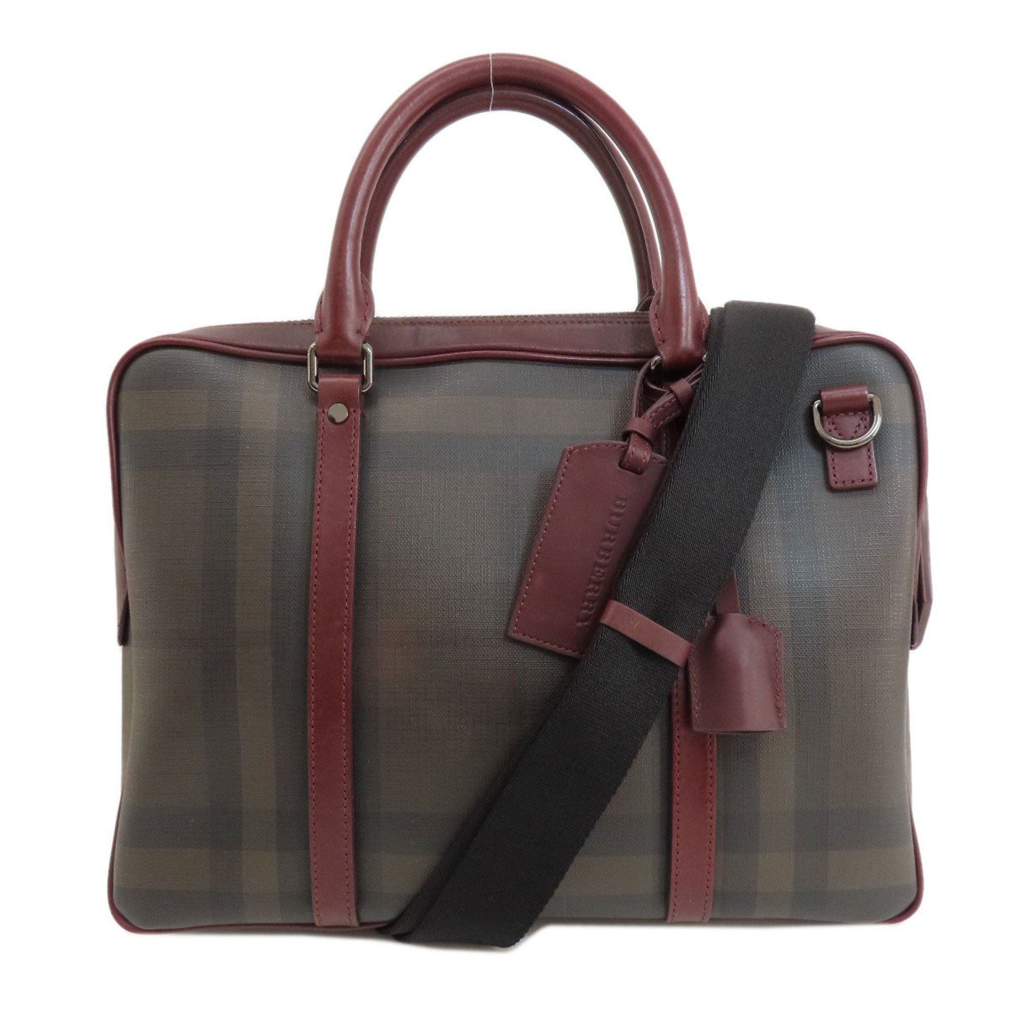 image of Burberry Check Pattern Handbag Pvc/leather Women's Burberry in Brown