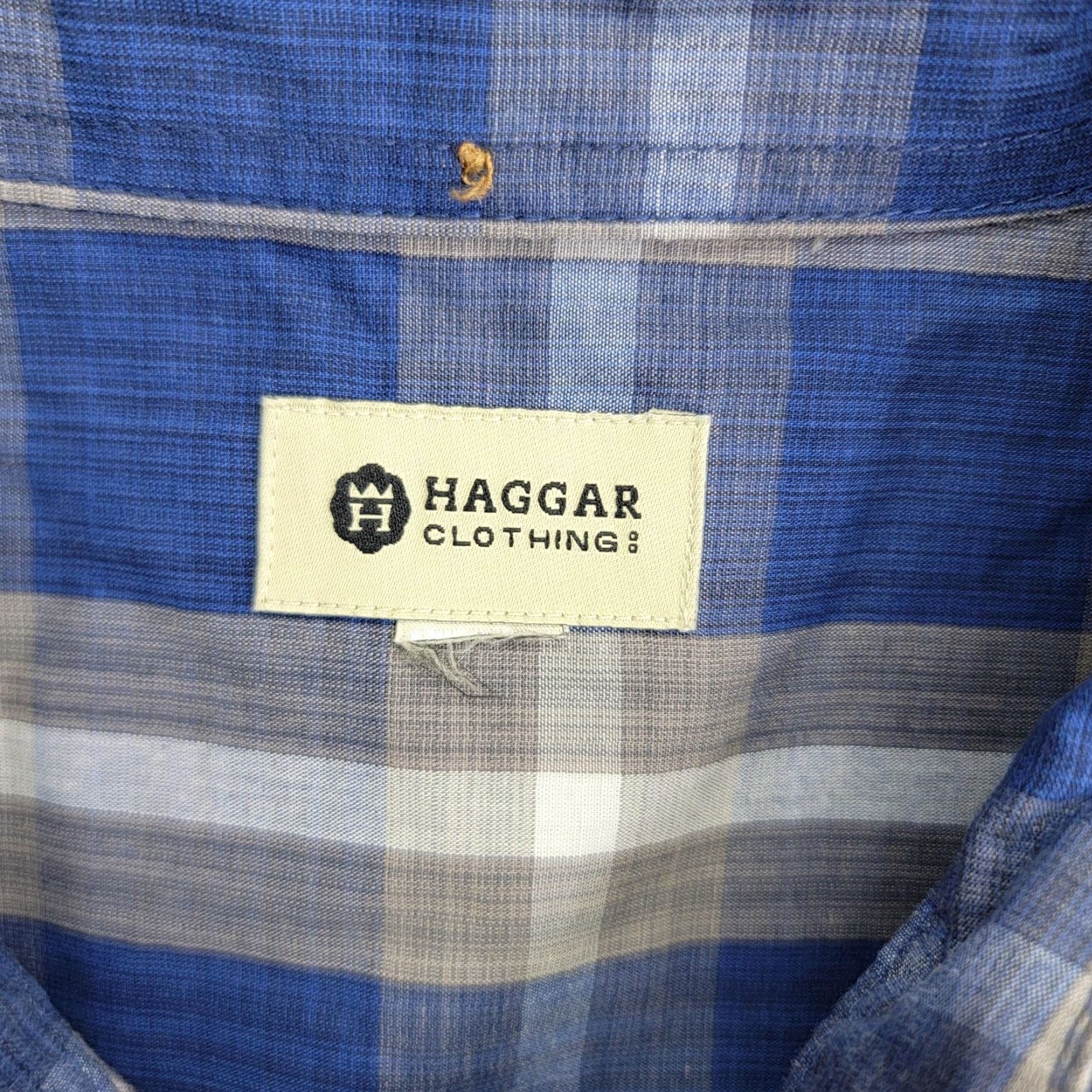 Haggar Haggar Shirt Mens Large Blue Gray Plaid Long Sleeve Button Front Pocket Size US XL / EU 56 / 4 - 3 Thumbnail