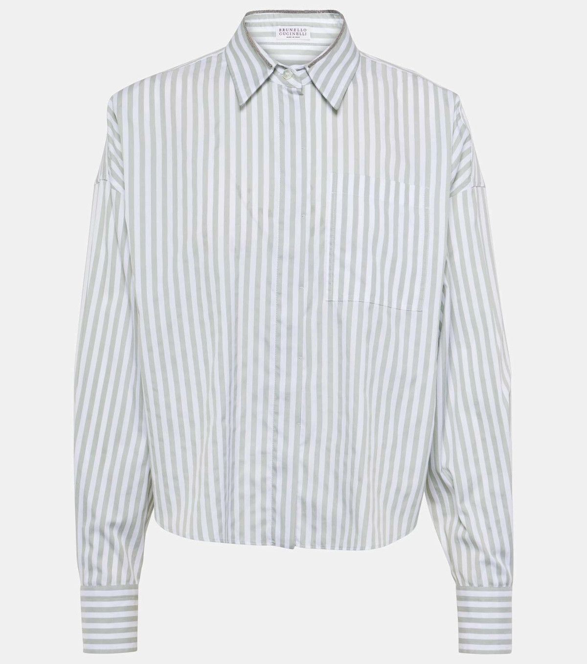o1y0725 Striped Shirt in Sage Green/White