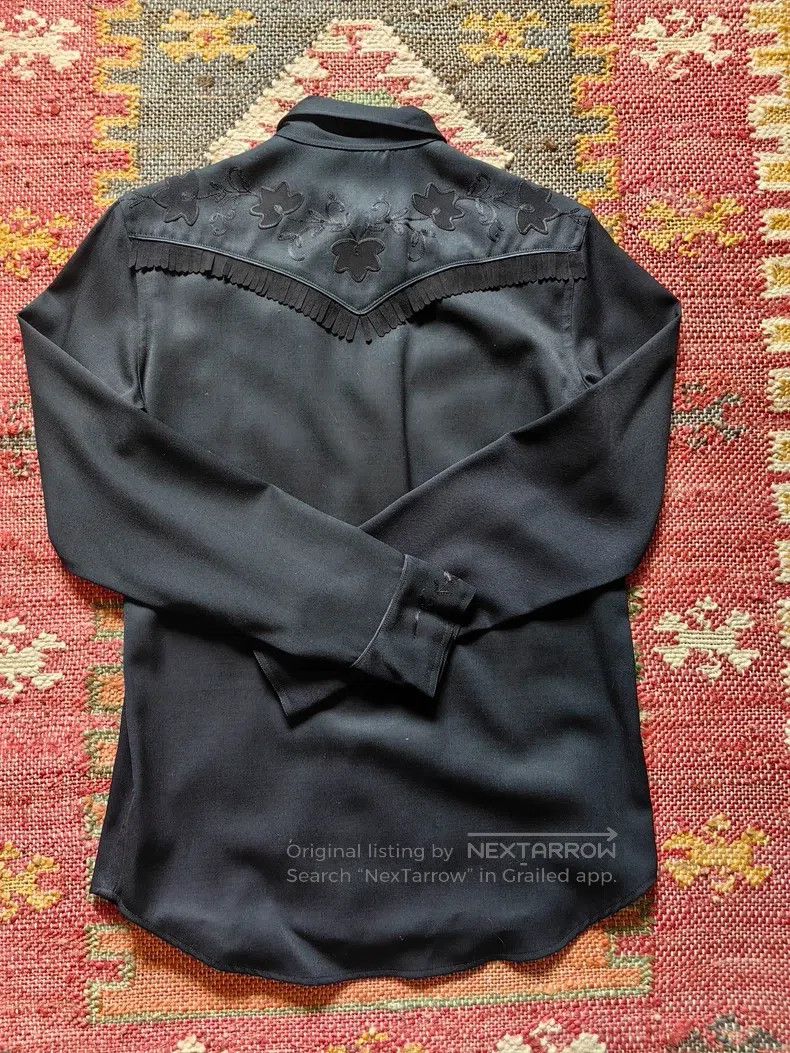 RRL Ralph Lauren RRL Ralph Lauren Cotton fringed diagonal printed black shi Size US M / EU 48-50 / 2 - 2 Thumbnail