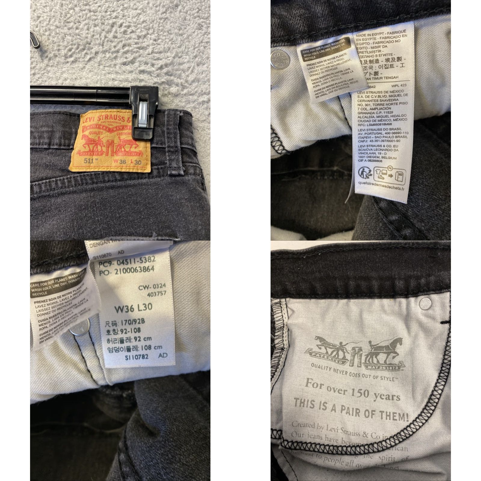 Levi's Levi’s 511 Jeans Slim Mens 36x30 Denim Black Mid Wash Stretch Zip Button 5-Pocket USA Size US 36 / EU 52 - 8 Thumbnail